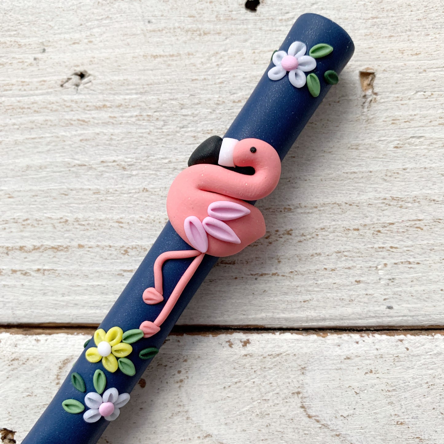 pink flamingo crochet hook, polymer clay crochet hook gift, ergonomic crochet hook