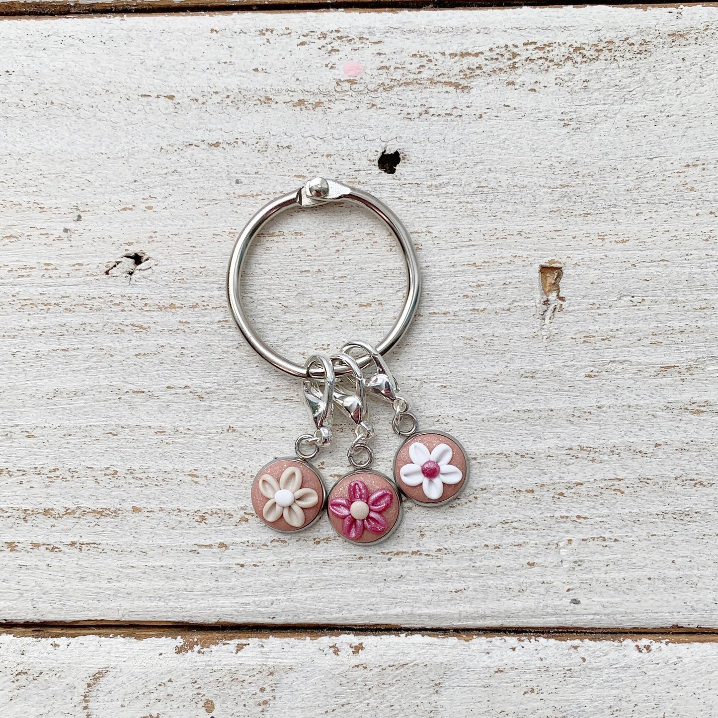 Rose gold flower stitch markers, crochet progress keepers, craft accessories, gift for her