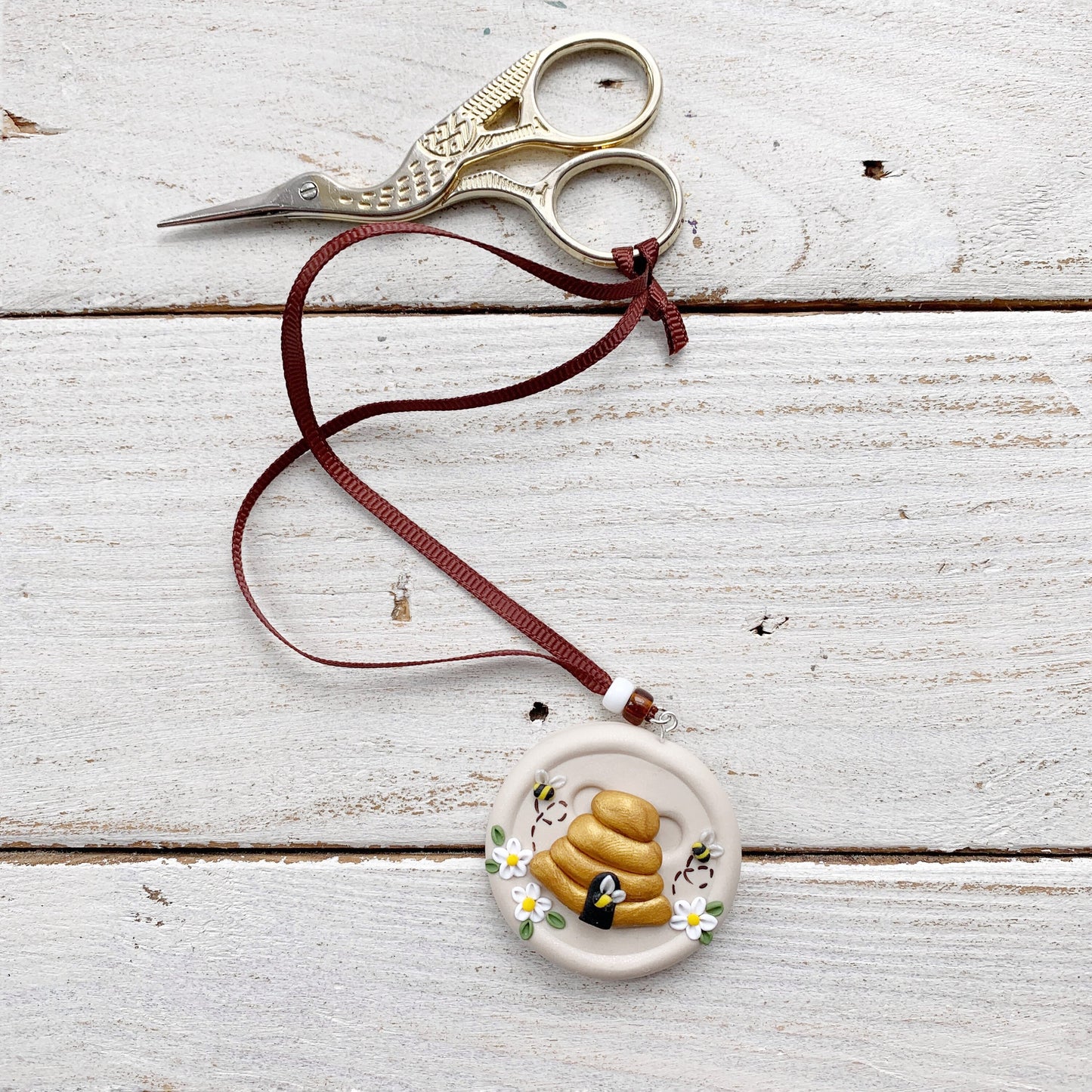 Beehive scissor fob, scissor keeper, crochet tools, gift for her, embroidery scissor minder, cross stitch accessories