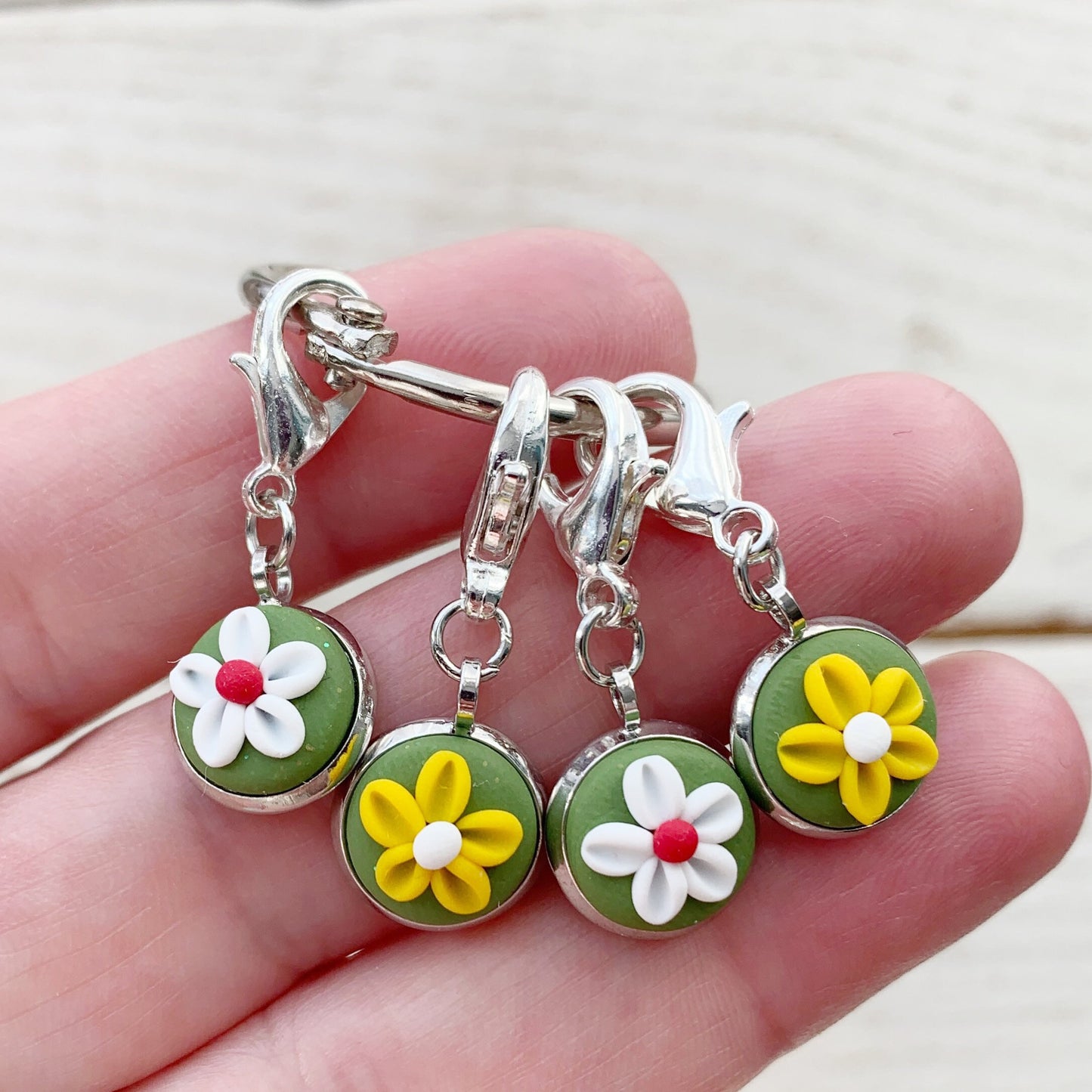 Pretty flower stitch markers, crochet progress keepers, notions, craft supplies, crochet accessories