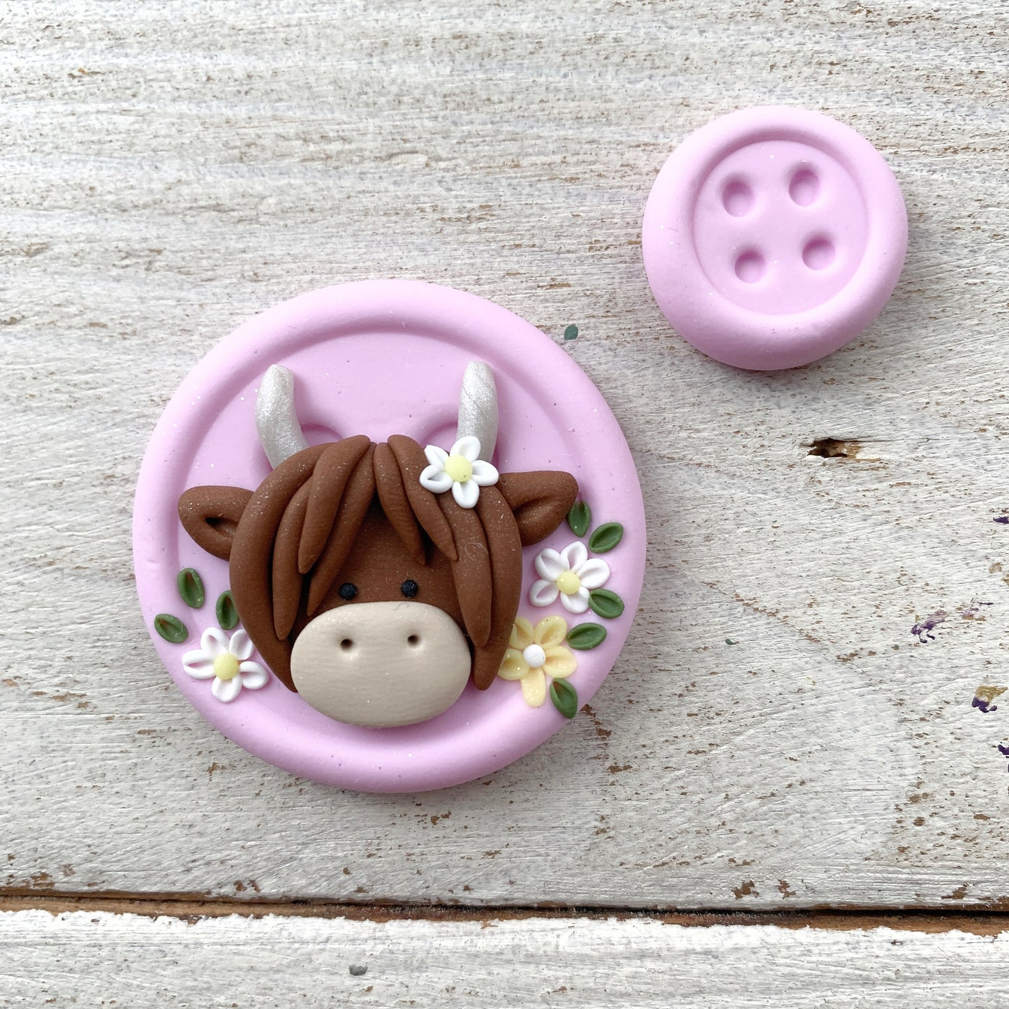 Pink highland cow needle minder, heilan coo needle keeper, cross stitch crochet accessories, gift for a crafter