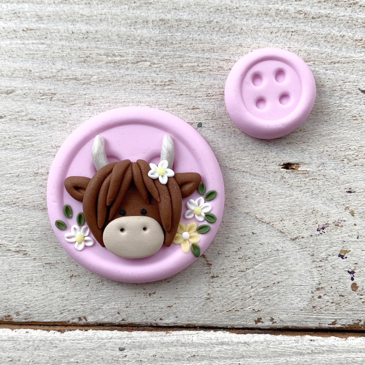 Pink highland cow needle minder, heilan coo needle keeper, cross stitch crochet accessories, gift for a crafter