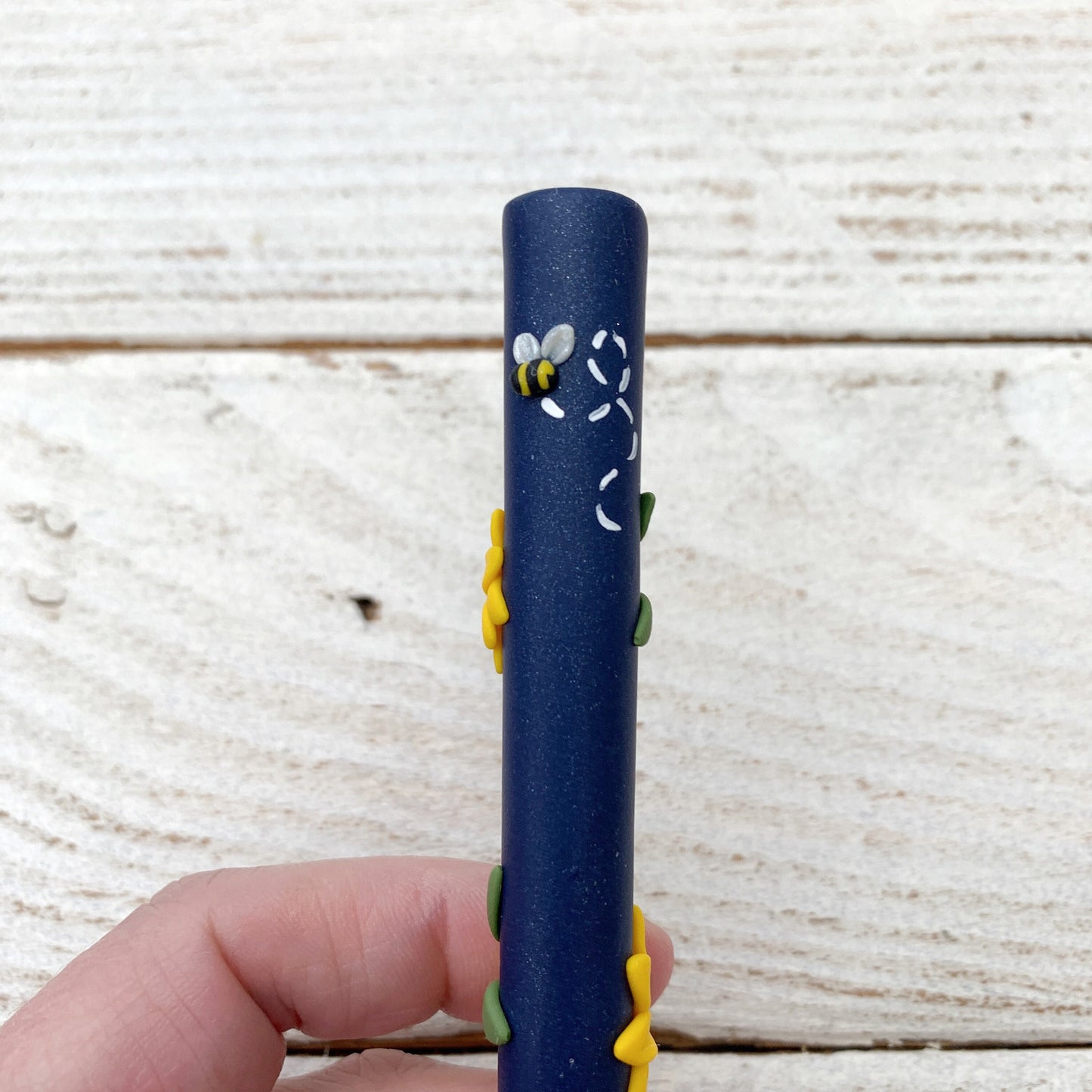 Navy sunflower crochet hook, crochet gifts, crochet needles, flower accessories, ergonomic crochet hooks, yarn gifts