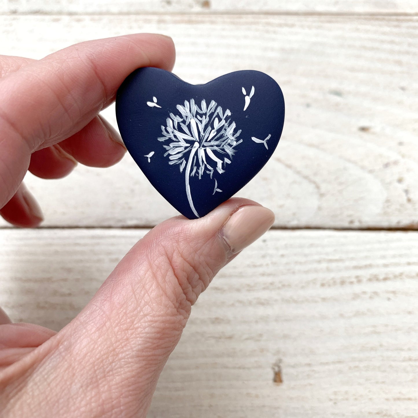Dandelion clock needle minder, heart needle keeper, magnetic needle holder, flower magnet, craft supplies, make a wish