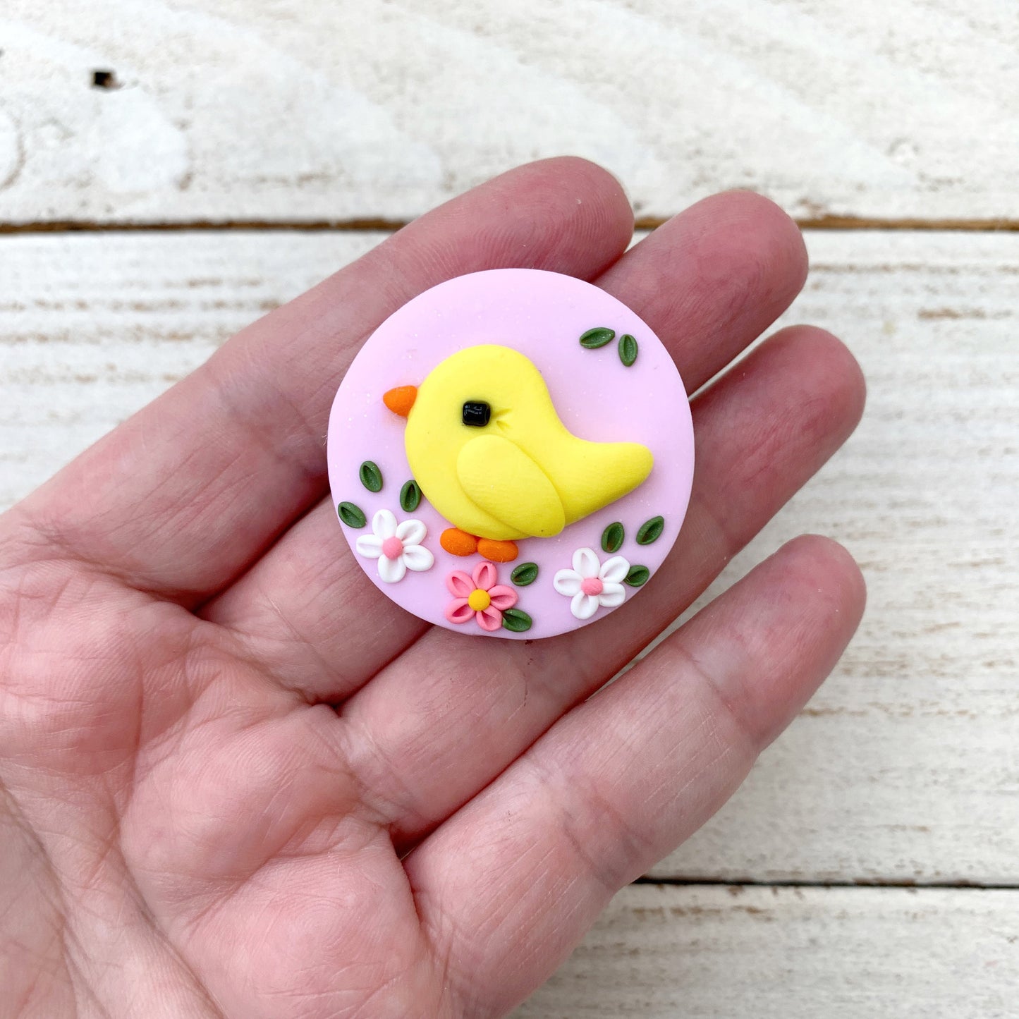 Little chick needle minder, needle keeper, magnetic needle holder, spring craft magnet, pin holder, cross stitch accessories