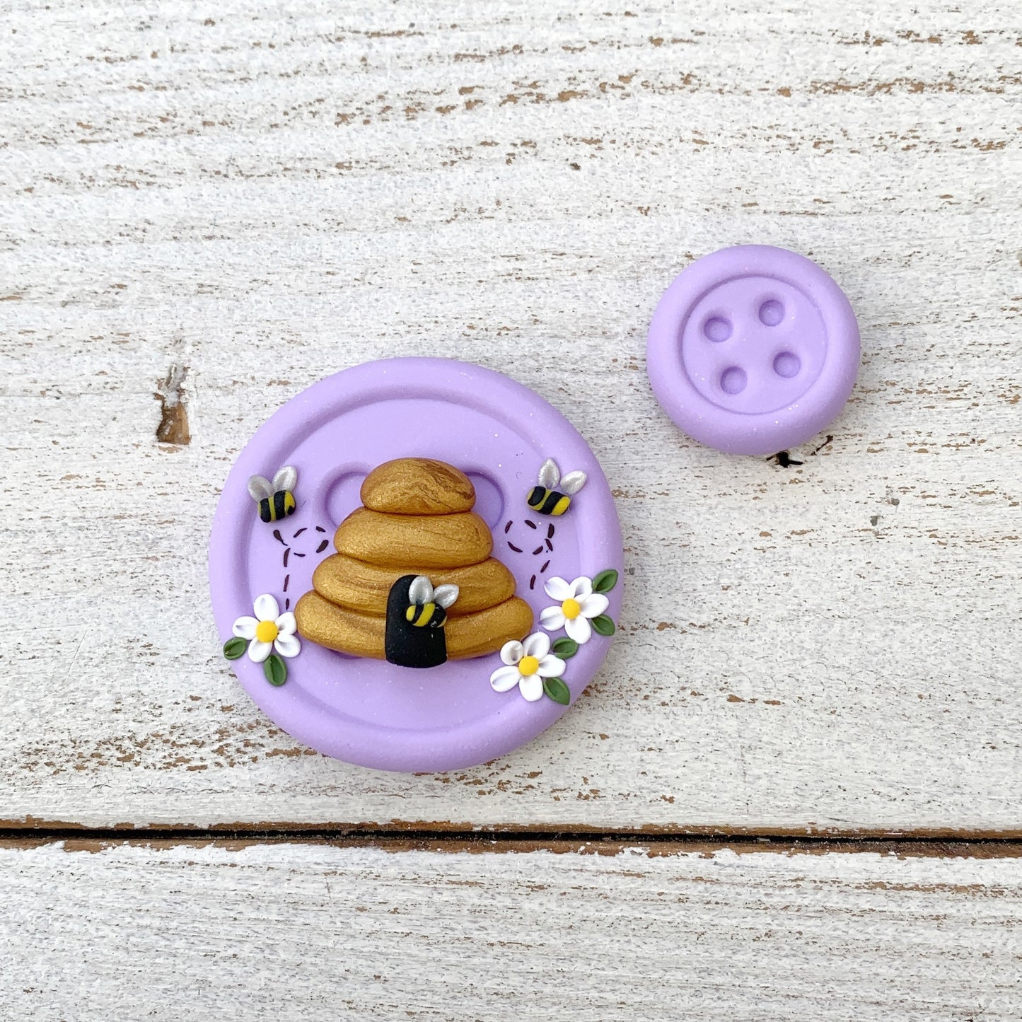 Lilac beehive magnetic needle minder, cross stitch sewing magnet