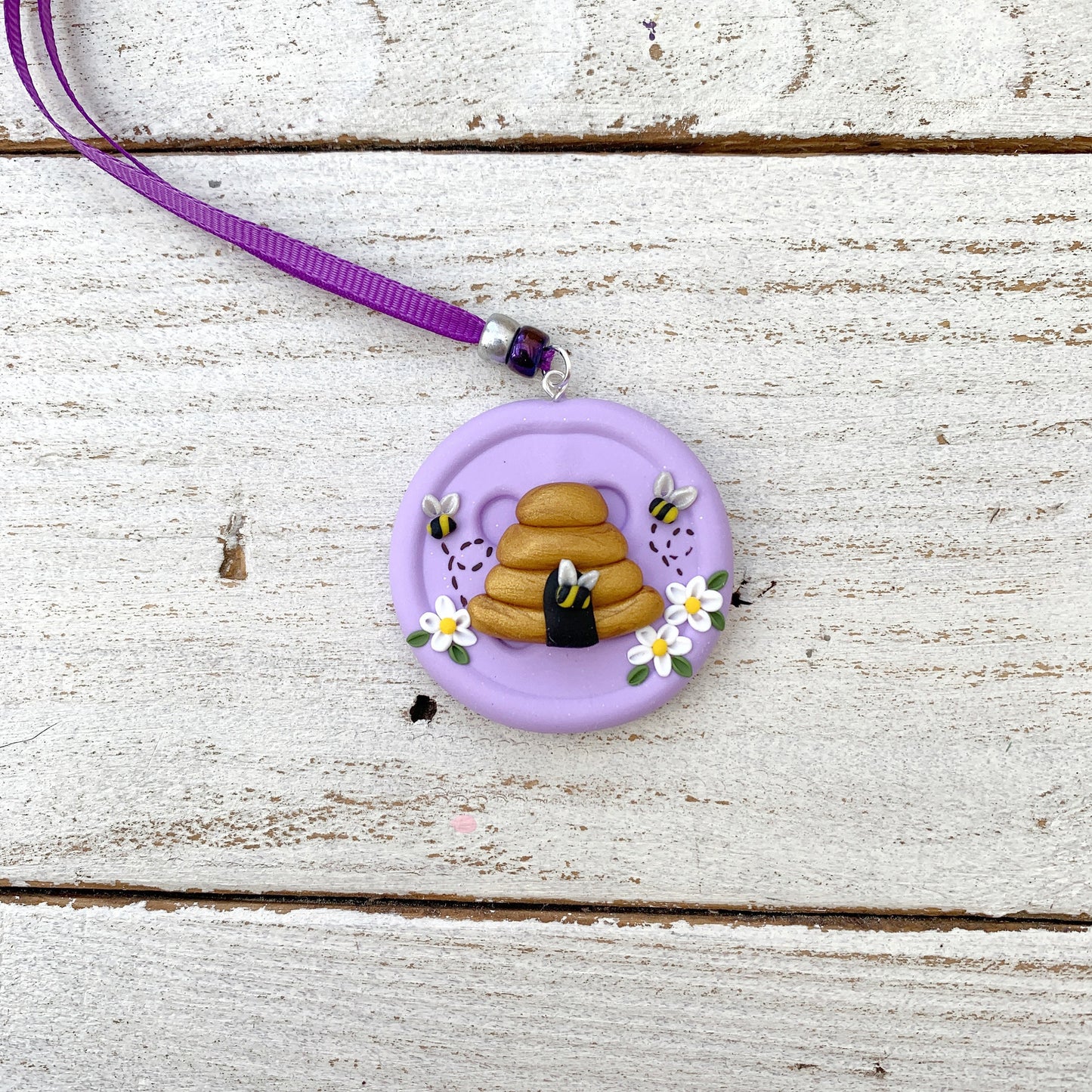 Lilac beehive scissor fob, embroidery scissor keeper