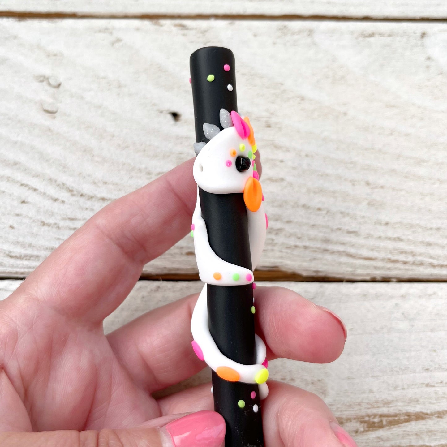 Black neon dragon hand made crochet hook