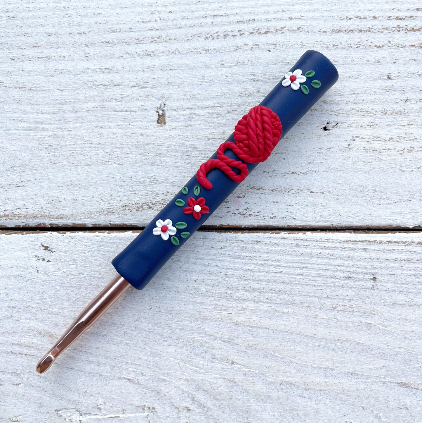 Rainbow yarn ball crochet hook, polymer clay crochet hooks, yarn lover, gift for her, choose your colour