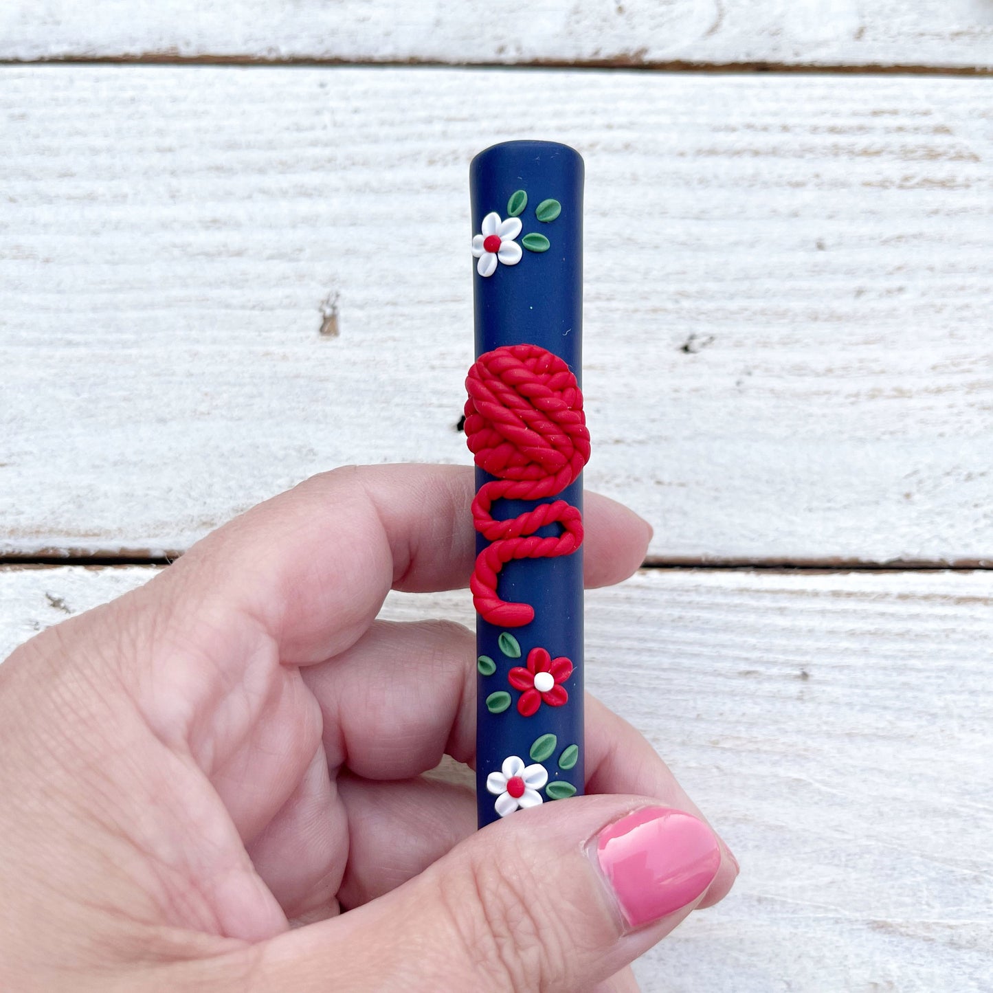 Rainbow yarn ball crochet hook, polymer clay crochet hooks, yarn lover, gift for her, choose your colour