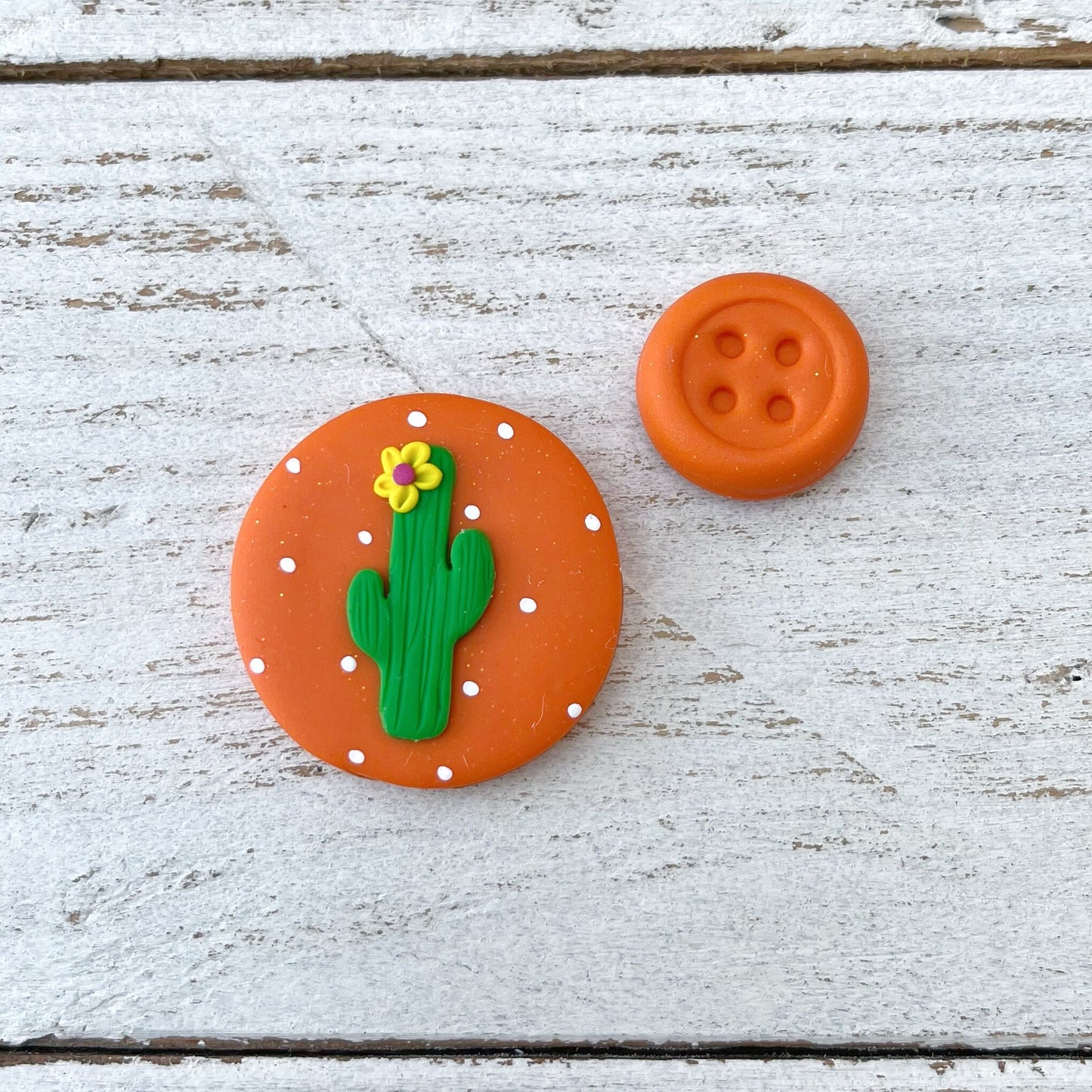 Orange cactus needle minder, needle keeper, magnetic needle holder, succulent craft magnet, stitching tools