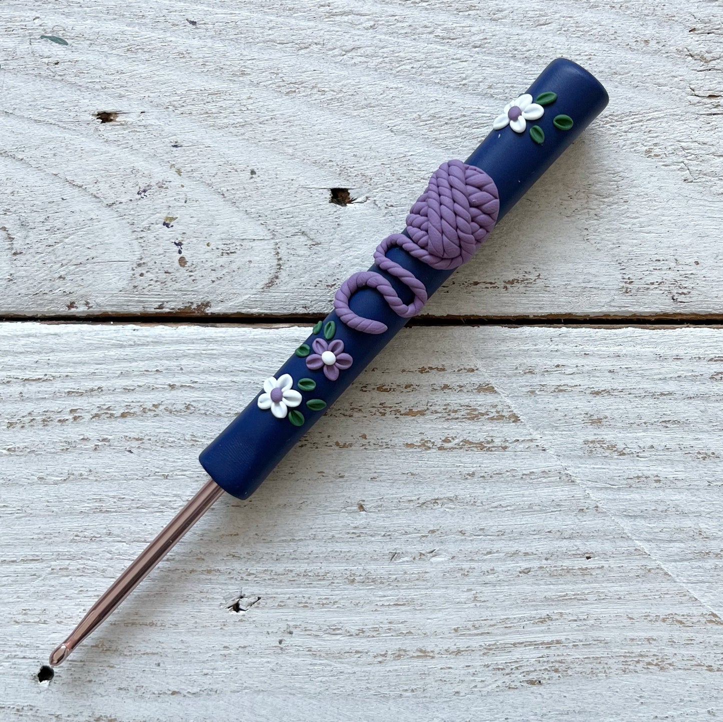 Rainbow yarn ball crochet hook, polymer clay crochet hooks, yarn lover, gift for her, choose your colour