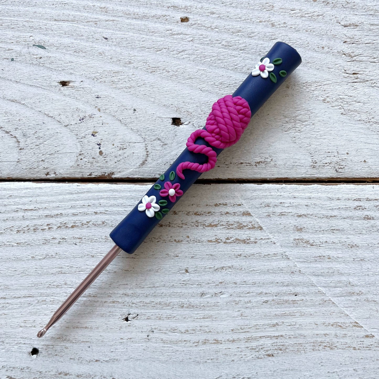 Rainbow yarn ball crochet hook, polymer clay crochet hooks, yarn lover, gift for her, choose your colour