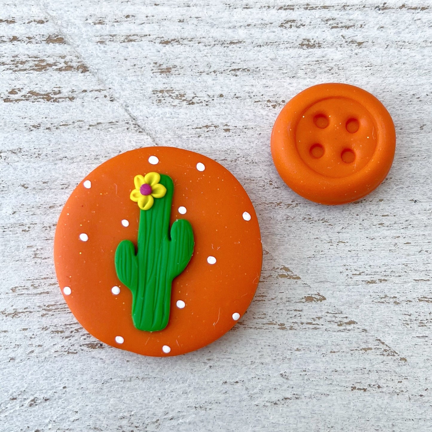 Orange cactus needle minder, needle keeper, magnetic needle holder, succulent craft magnet, stitching tools