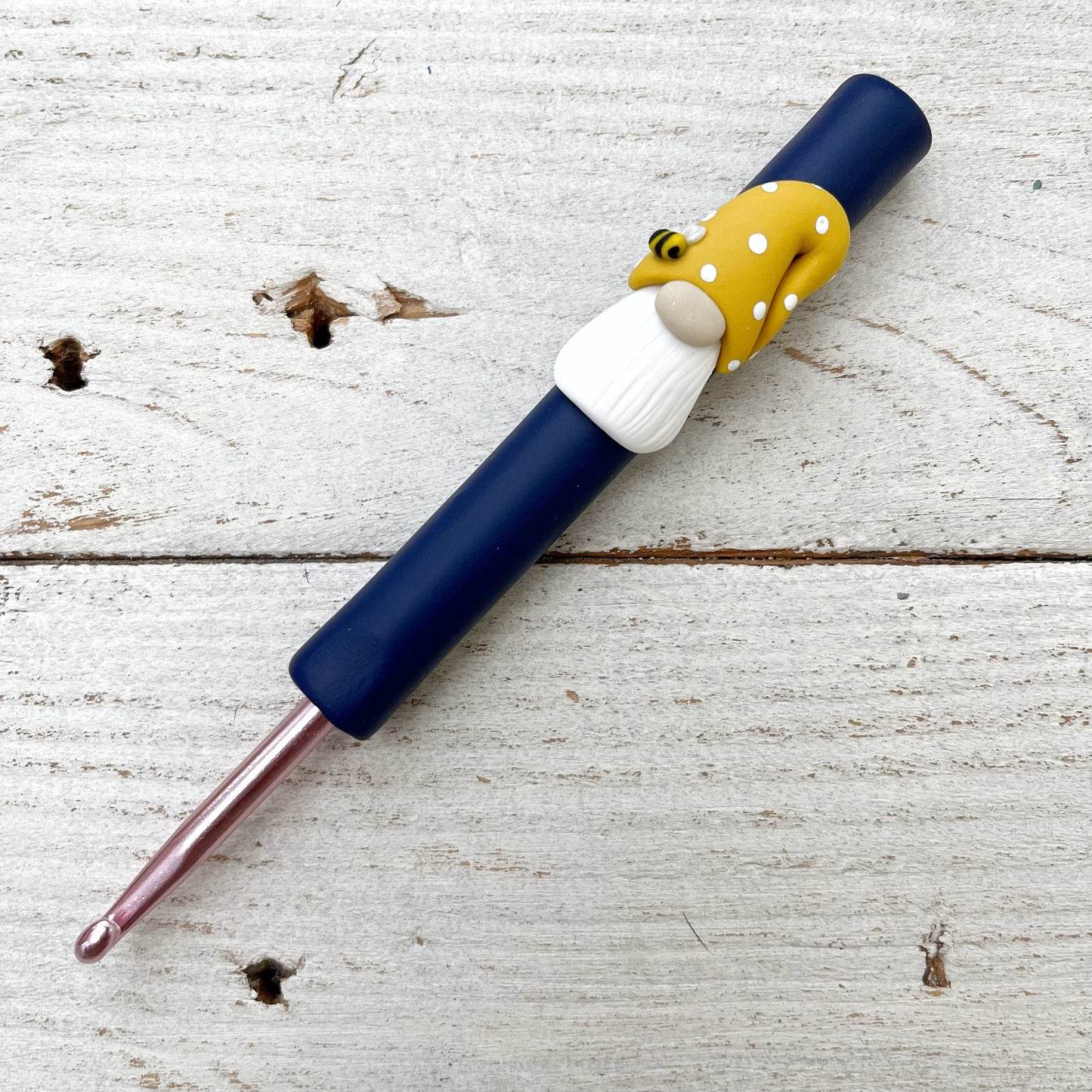 Rainbow gnome crochet hook, polymer clay crochet hooks, yarn lover, gonks, choose your colour