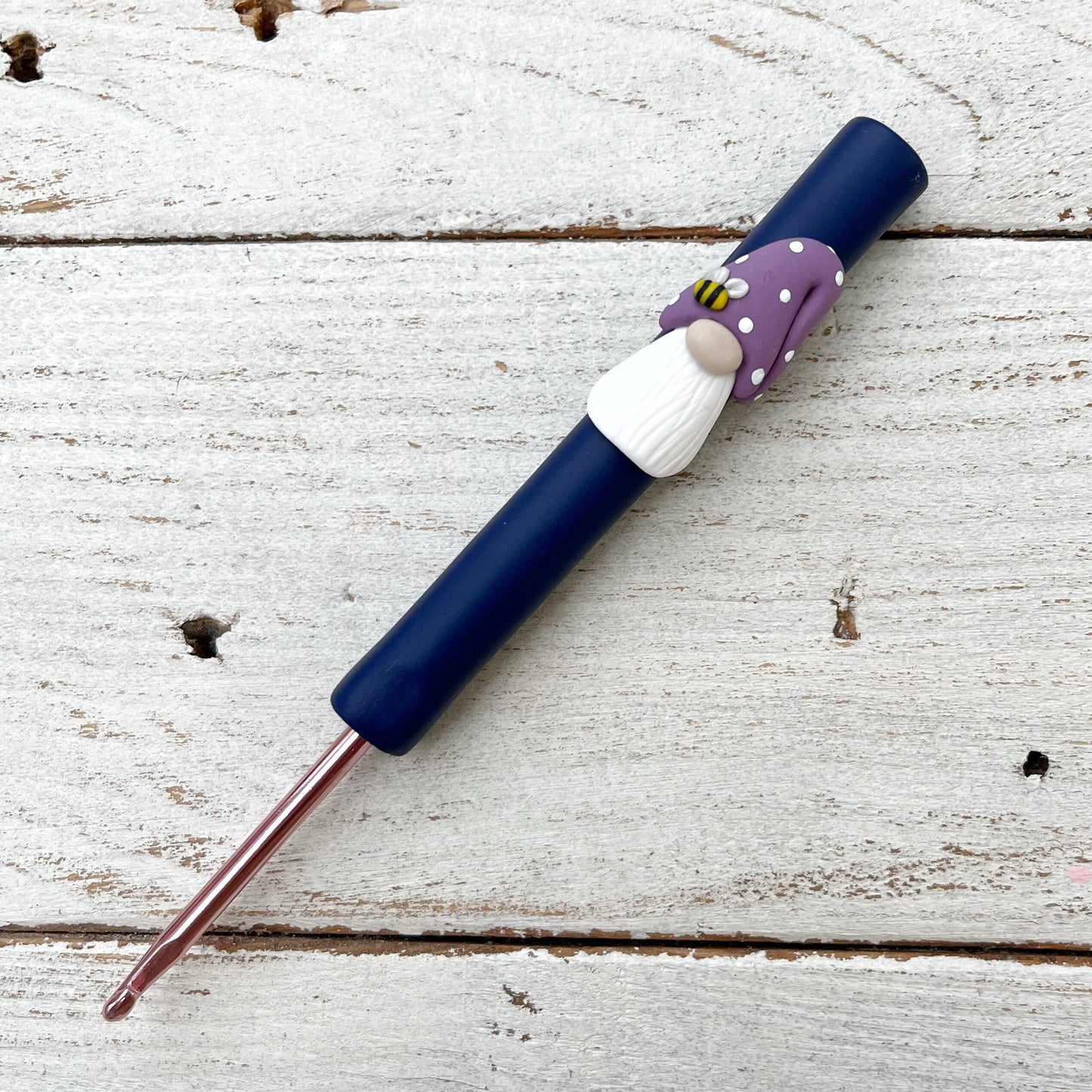 Rainbow gnome crochet hook, polymer clay crochet hooks, yarn lover, gonks, choose your colour