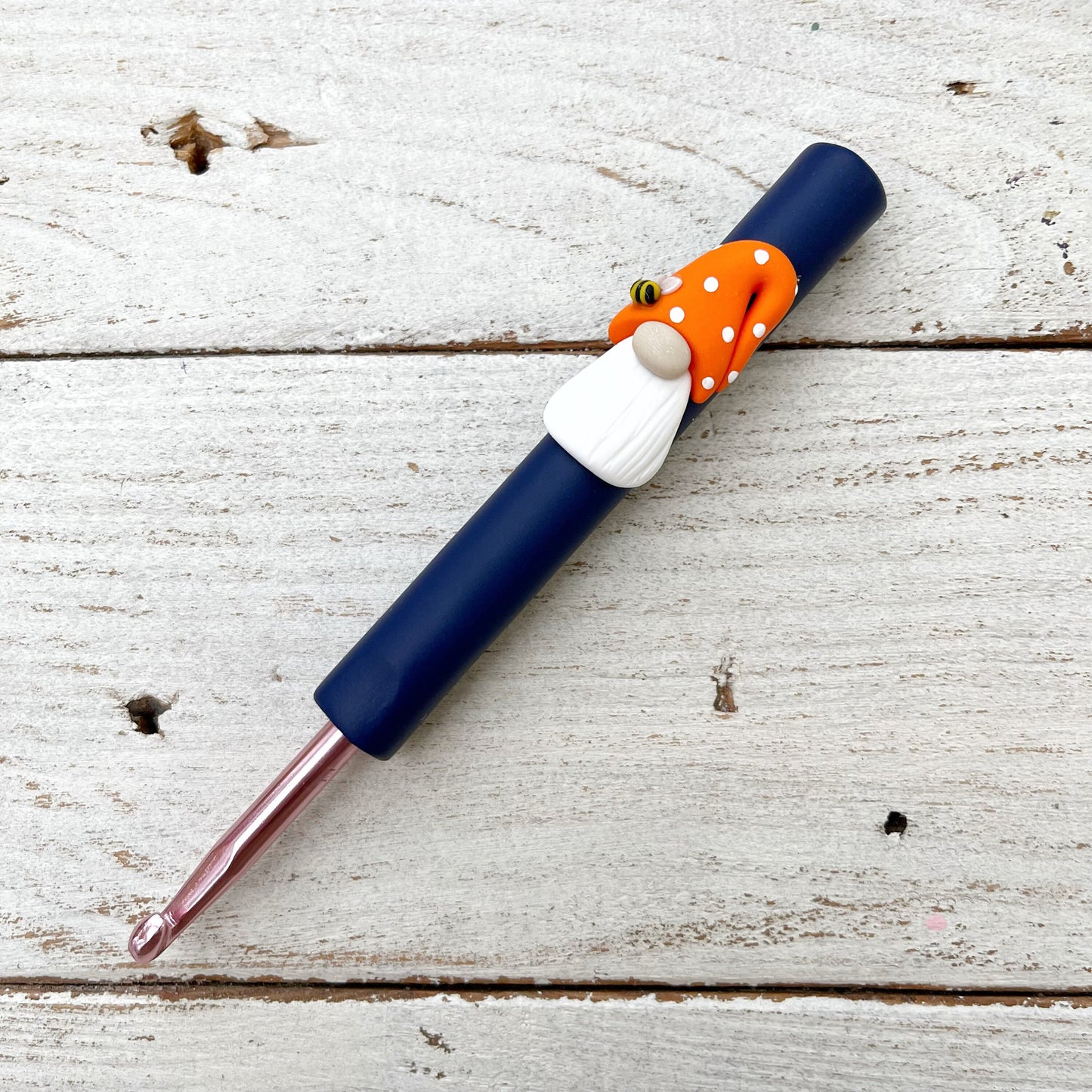 Rainbow gnome crochet hook, polymer clay crochet hooks, yarn lover, gonks, choose your colour