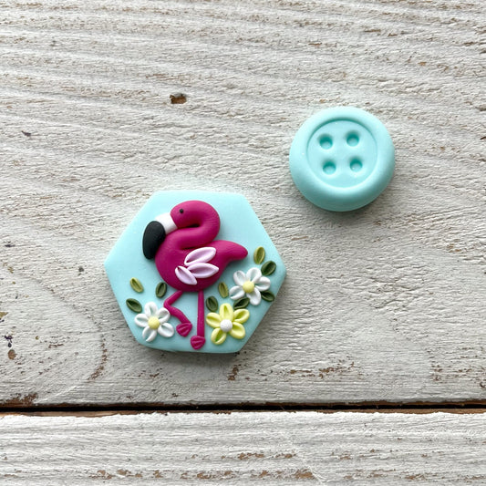 Pink flamingo magnetic needle minder, hexagon needle holder, cross stitch gifts, crochet tools