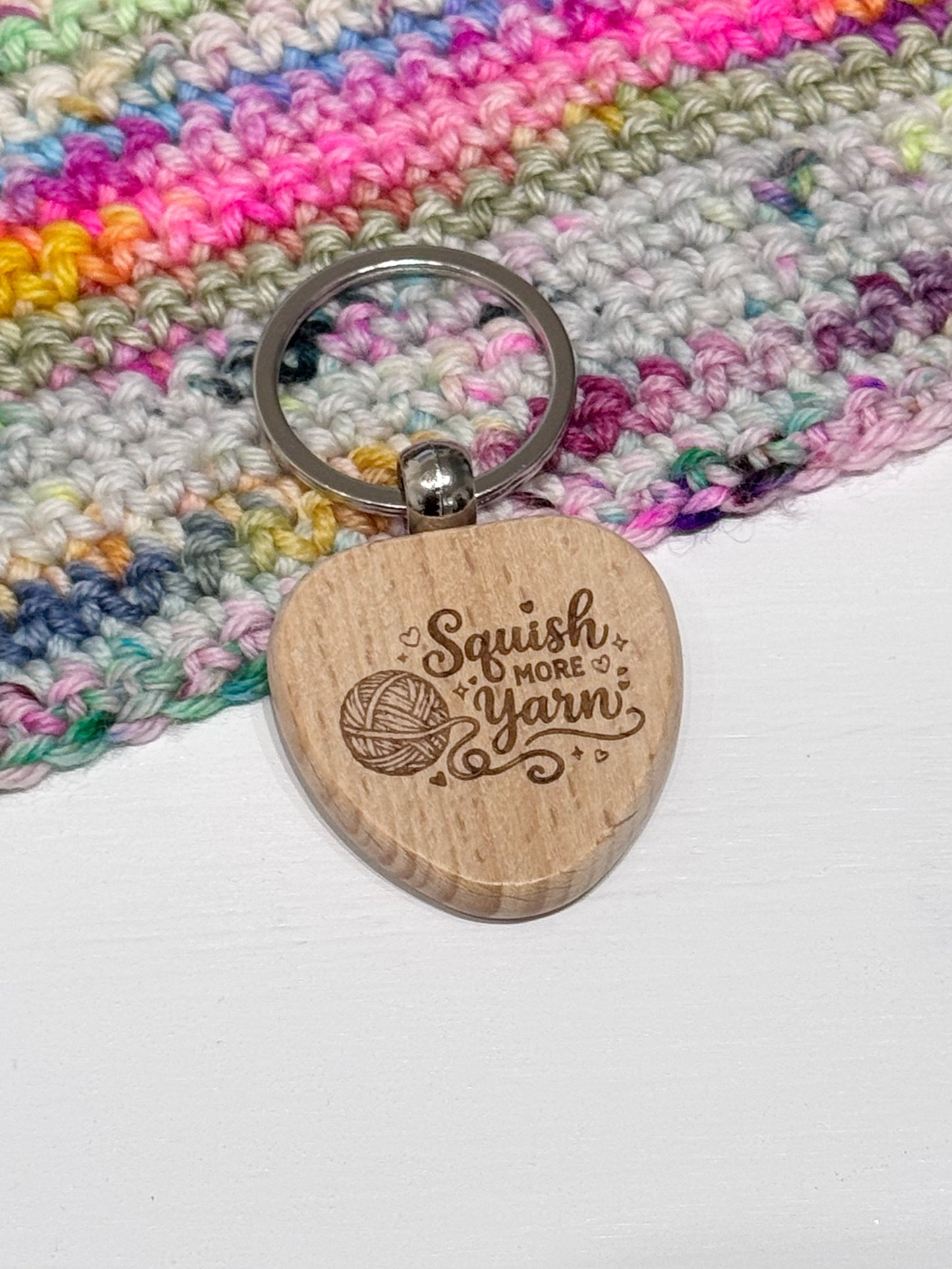Wooden Heart Keyring – Yarn Lover Accessories for Knitters and Crocheters