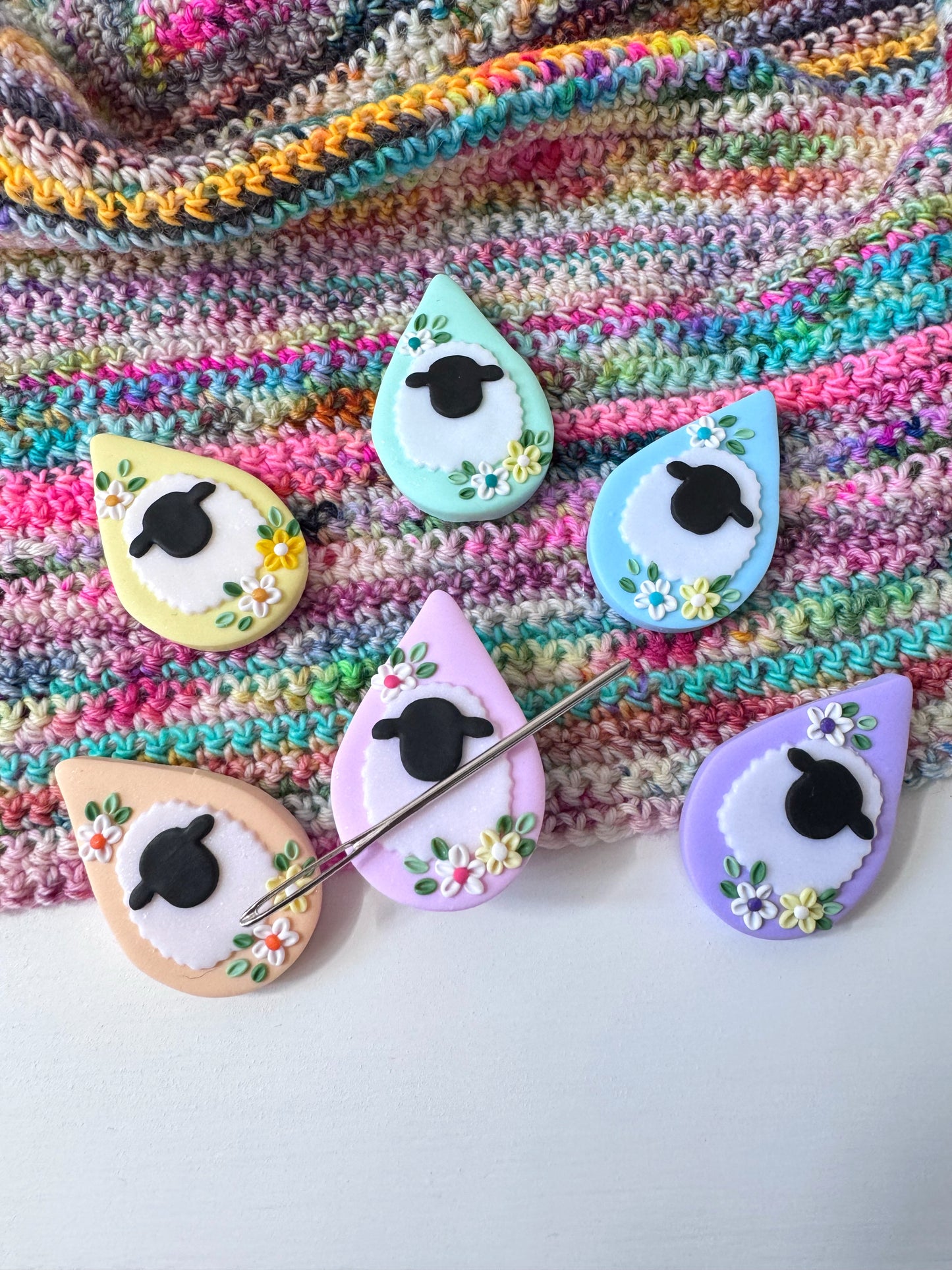Pastel Rainbow Sheep Needle Minder, Magnetic Needle Minder