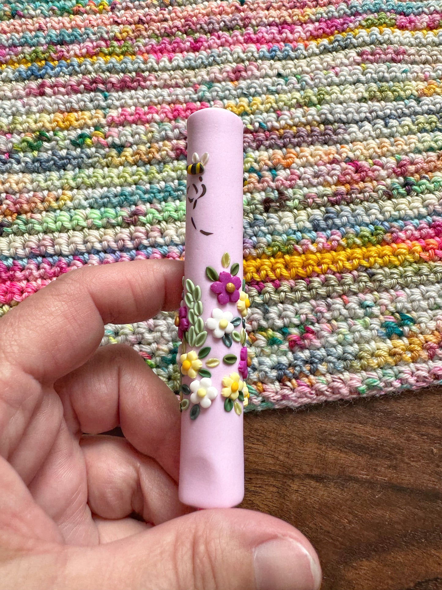 Wildflower Crochet Hook, Polymer Clay Ergonomic Crochet Hook