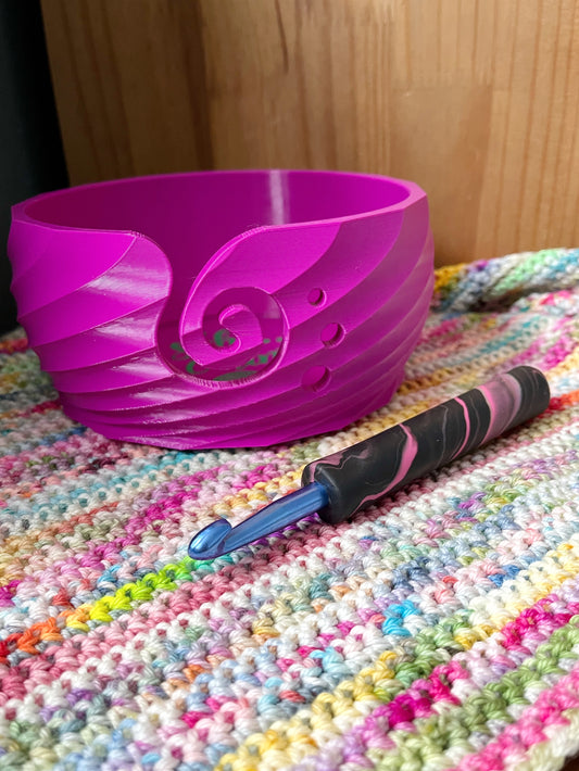 Shh I’m Counting Magenta Twisted 3D Printed Yarn Bowl