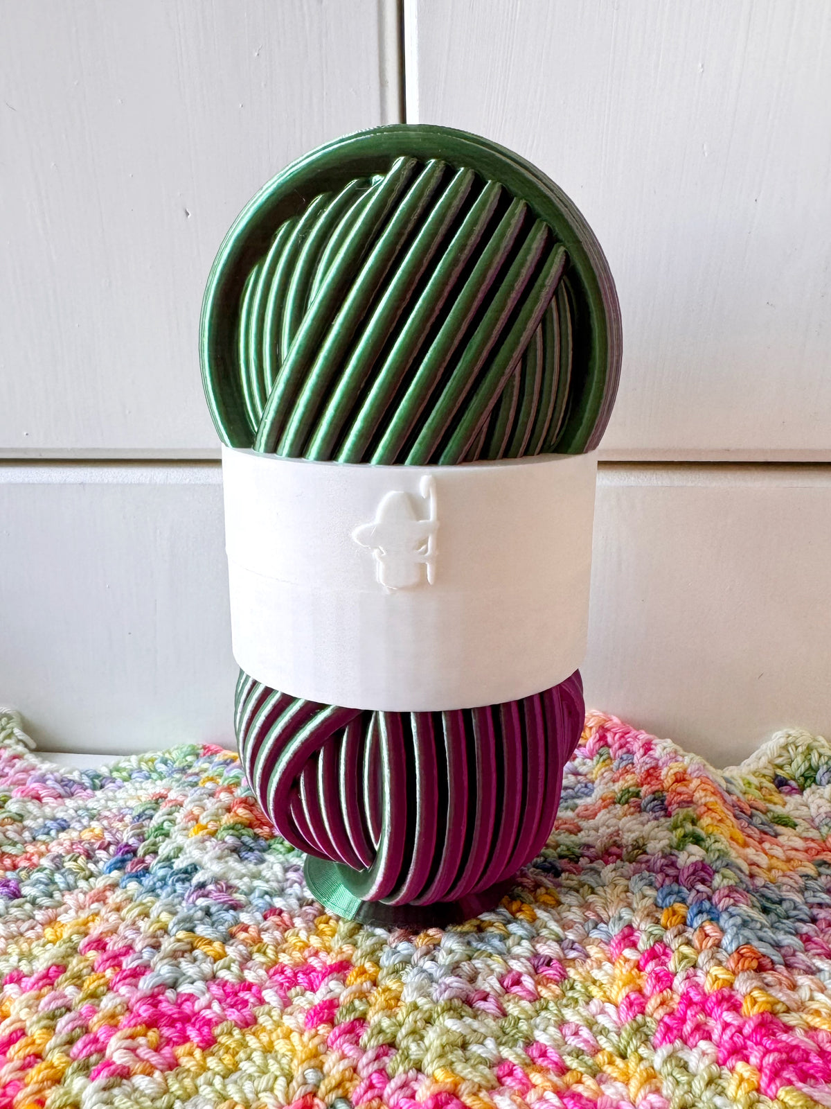 Contrast Band Mystery Pot, 3D Printed Filled Yarn Ball Container