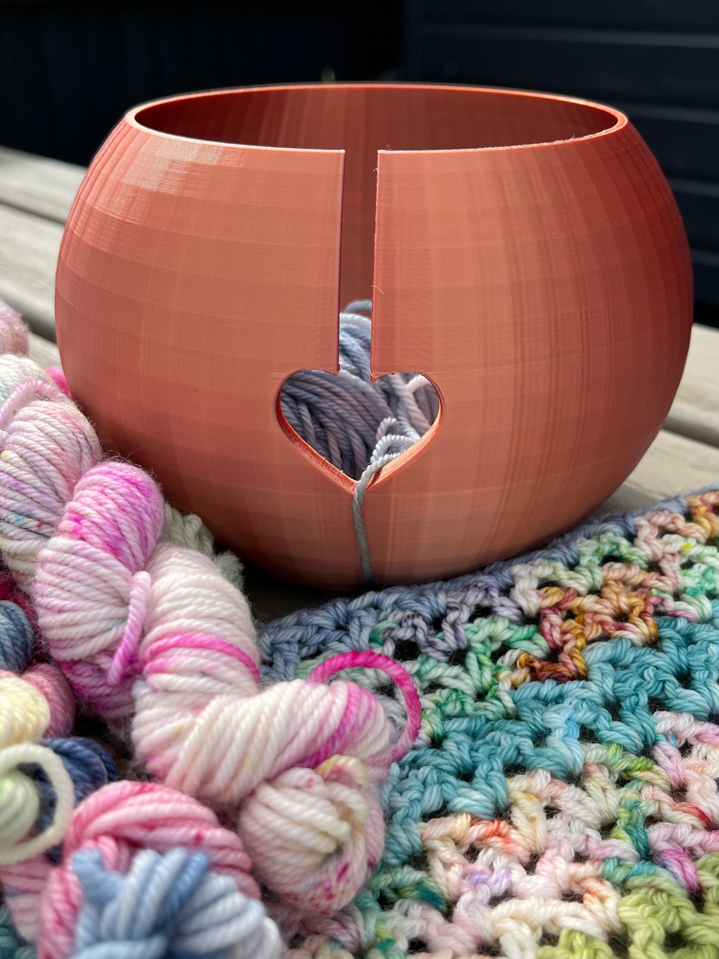 Heart Cut Out Yarn Bowl, 3D Printed Colourful Yarn Bowl, Knitting or Crochet Wool Bowl