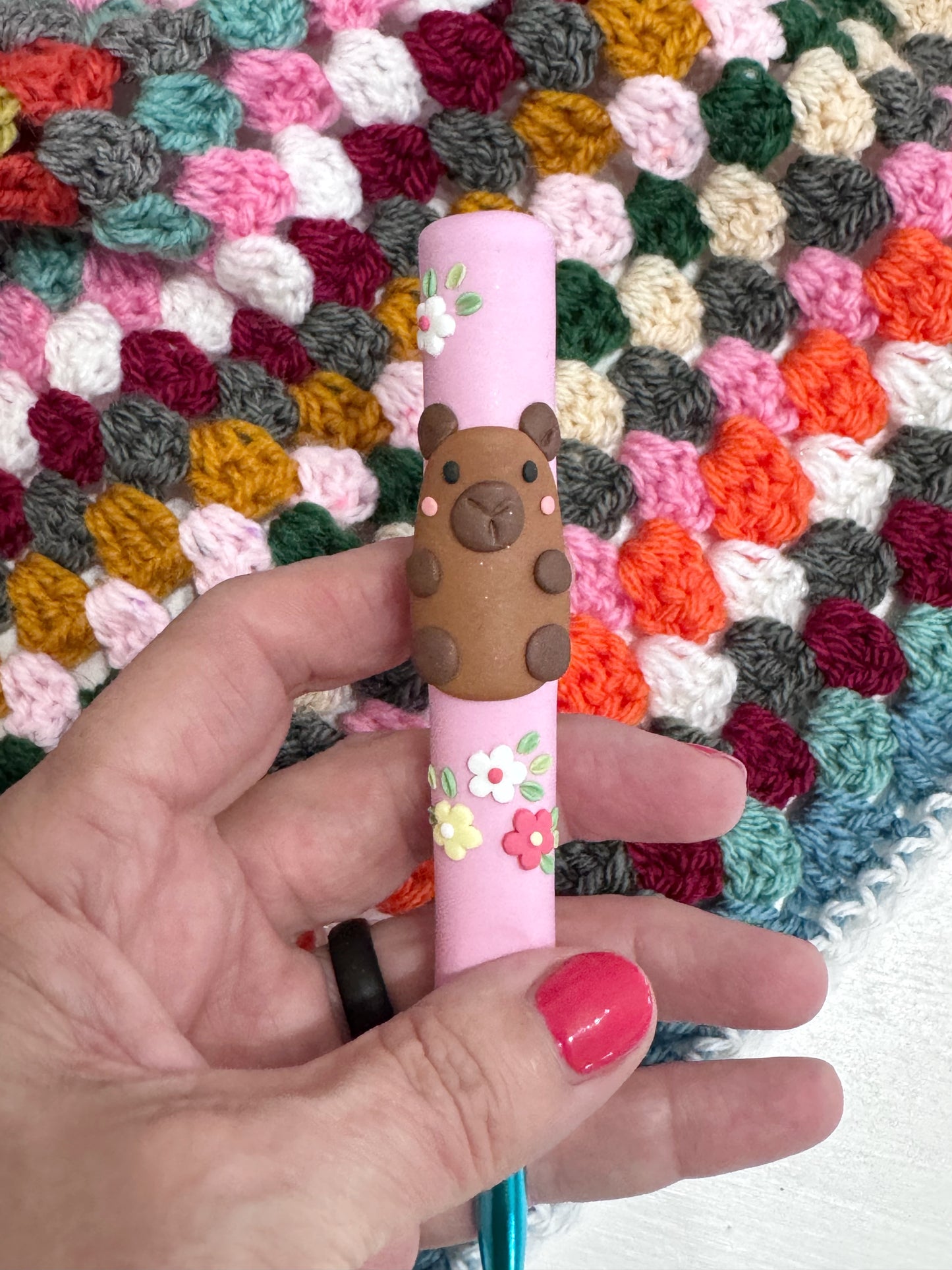 Capybara Polymer Clay Crochet Hook, Animal Crochet Hooks