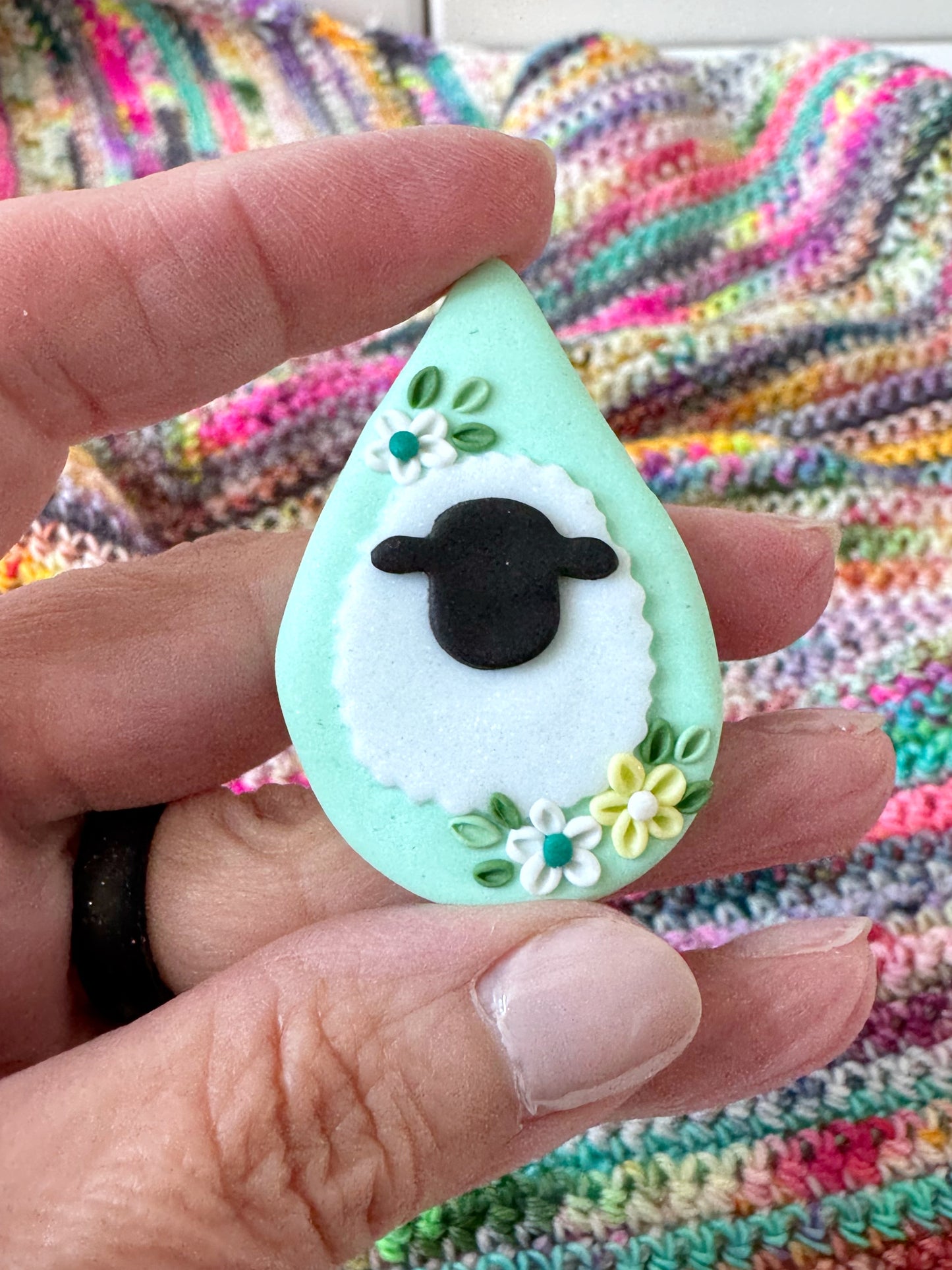 Pastel Rainbow Sheep Needle Minder, Magnetic Needle Minder