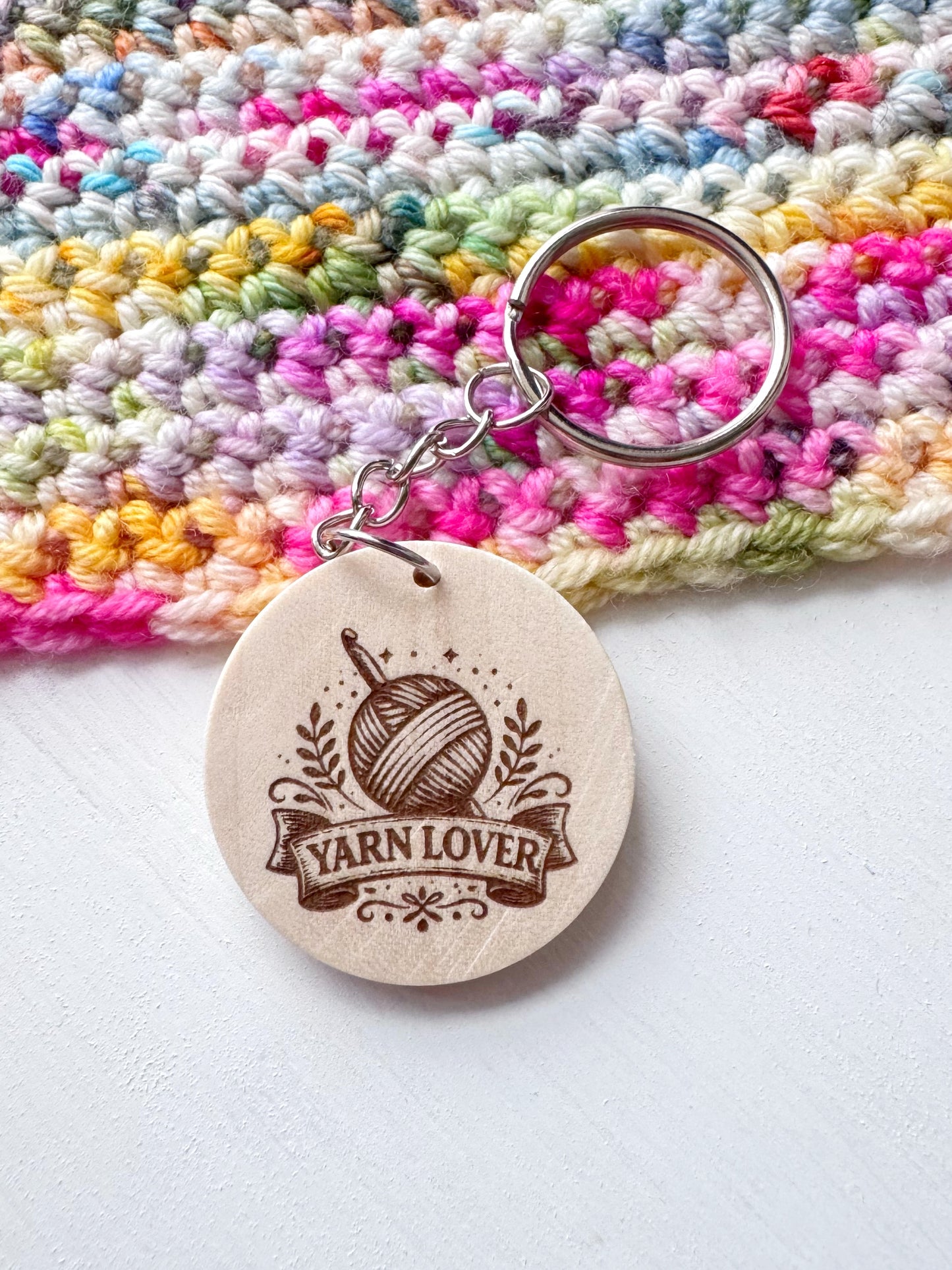 Wooden Disc Keyring – Yarn Lover Accessories for Knitters and Crocheters