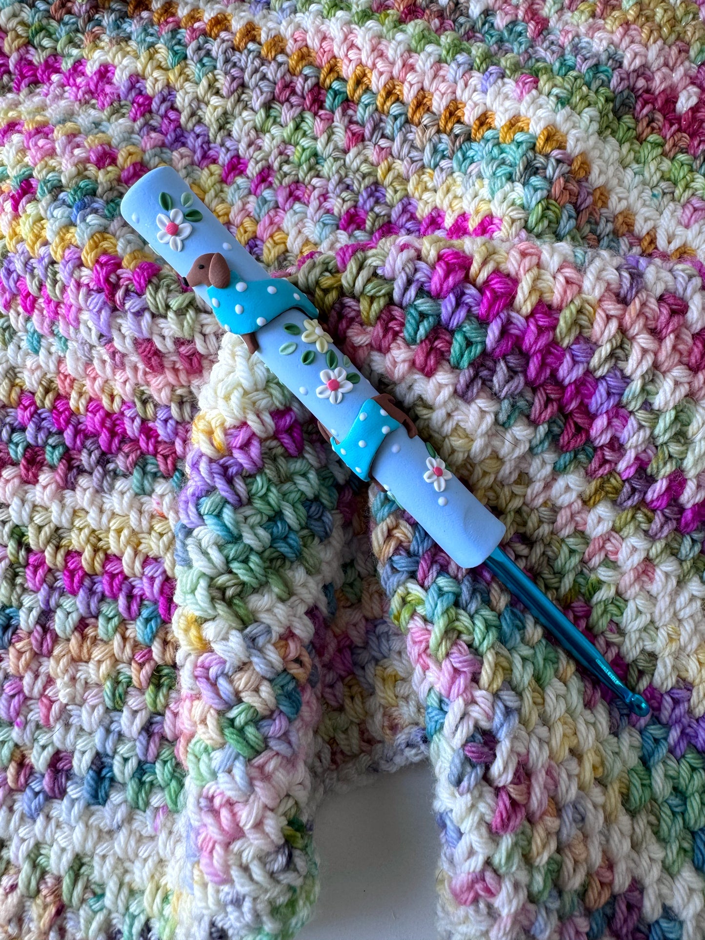Dachshund Polymer Clay Crochet Hook, Sausage Dog Crochet Hook