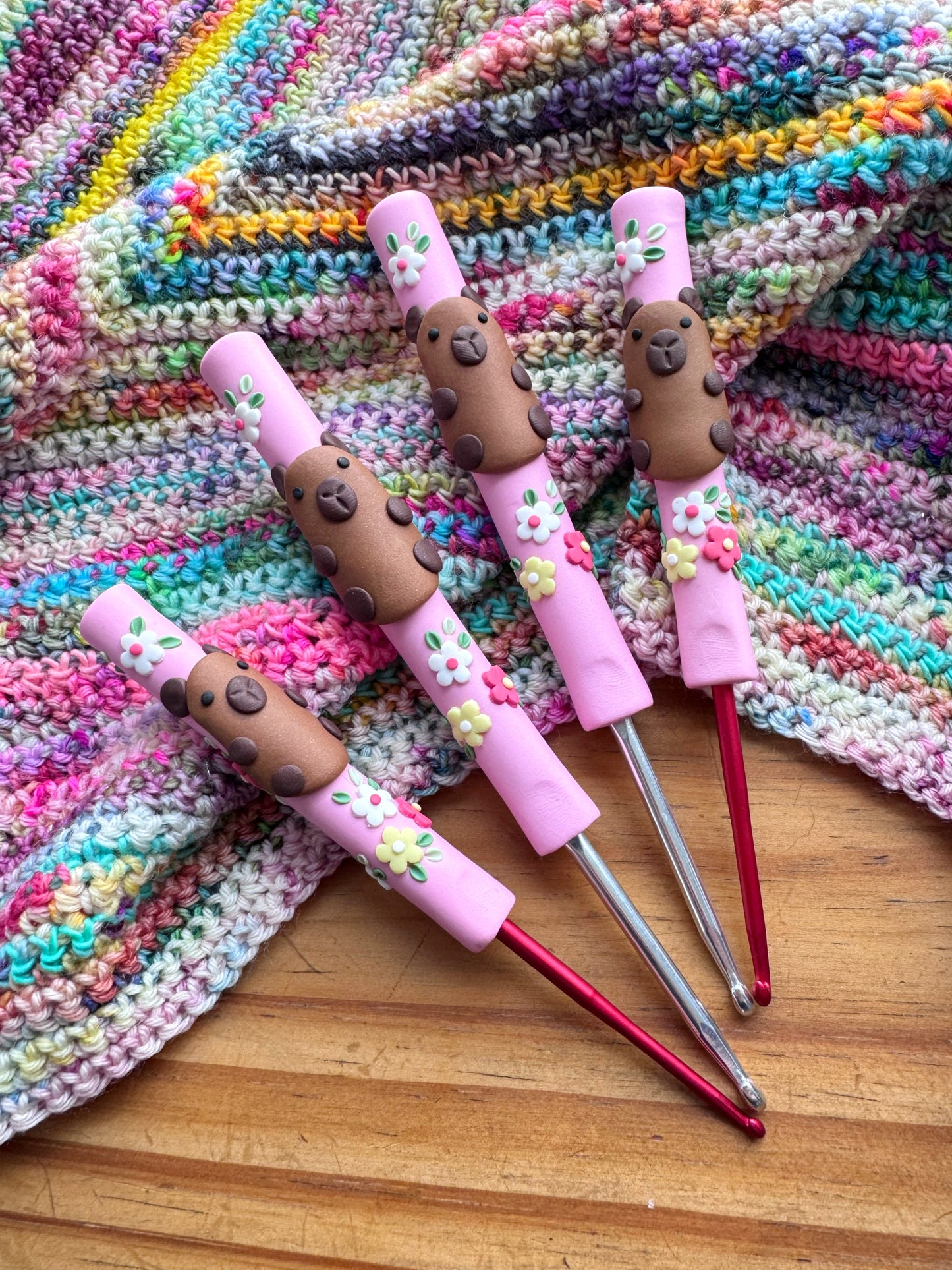 Capybara Polymer Clay Crochet Hook, Animal Crochet Hooks