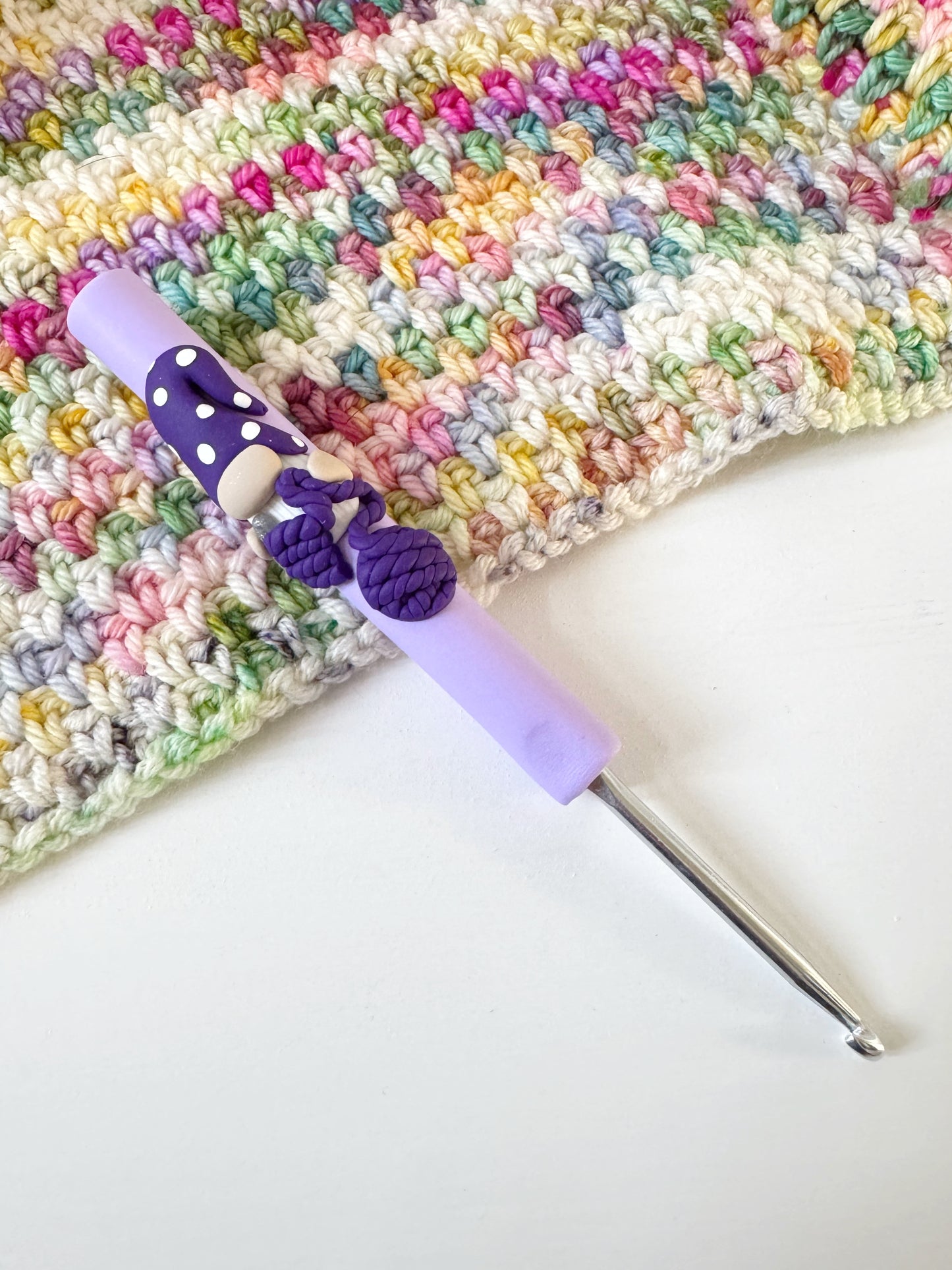 Crocheting Gnome Hook, Polymer Clay Crochet Hook