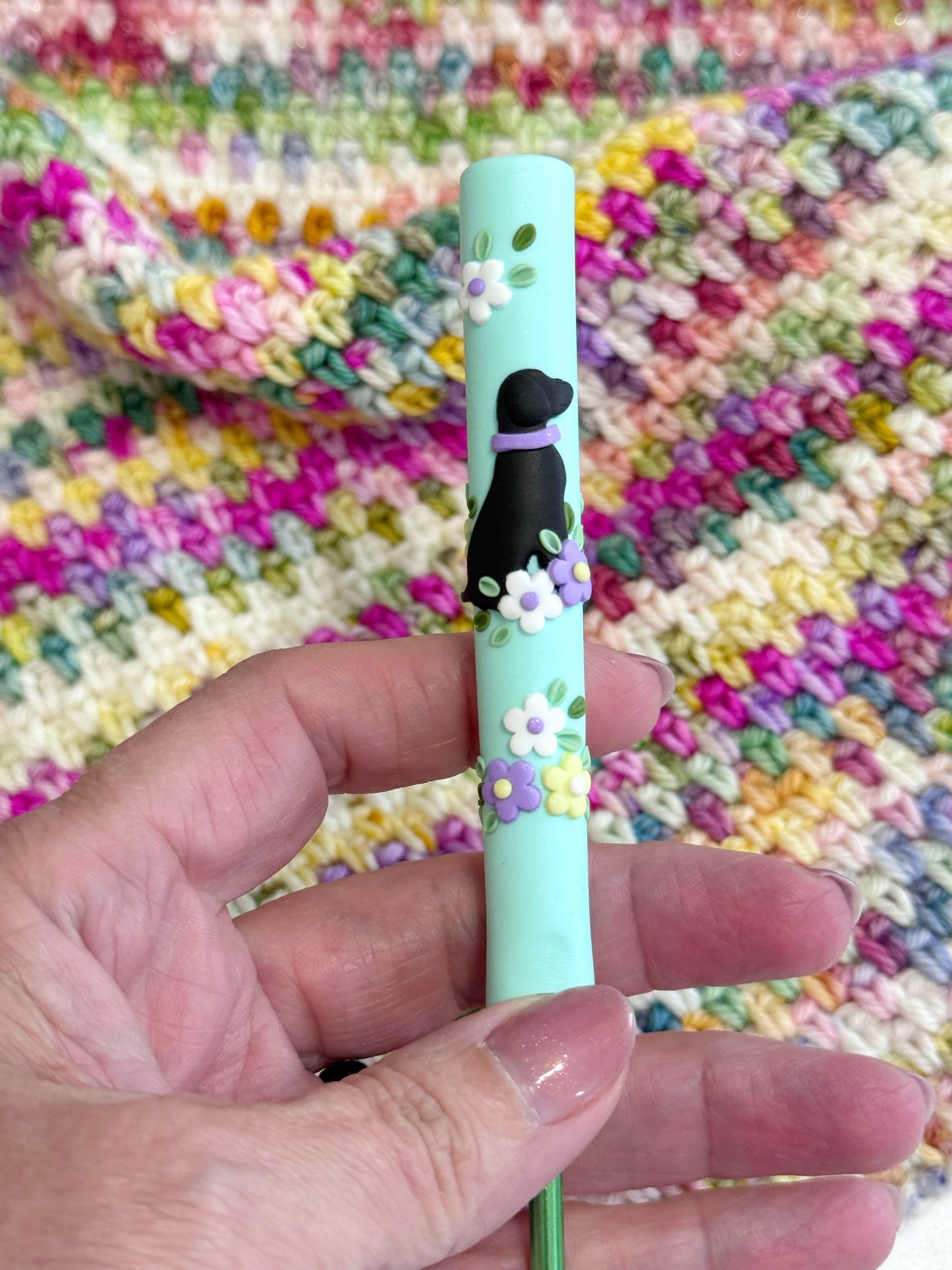 Labrador Polymer Clay Crochet Hook, Polymer Clay Fancy Crochet Hooks