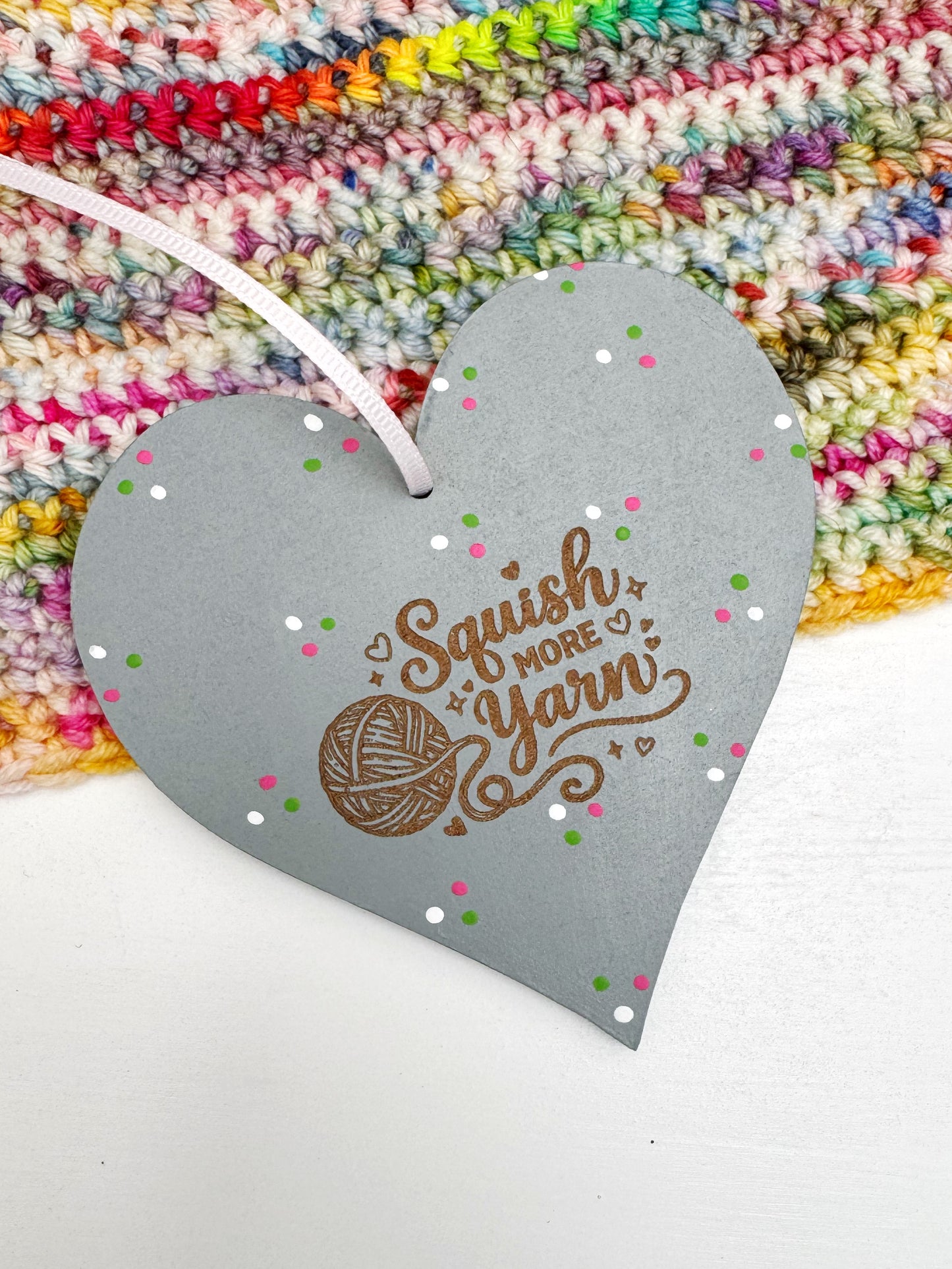 Squish More Yarn Hanging Heart, Craft Room Sign