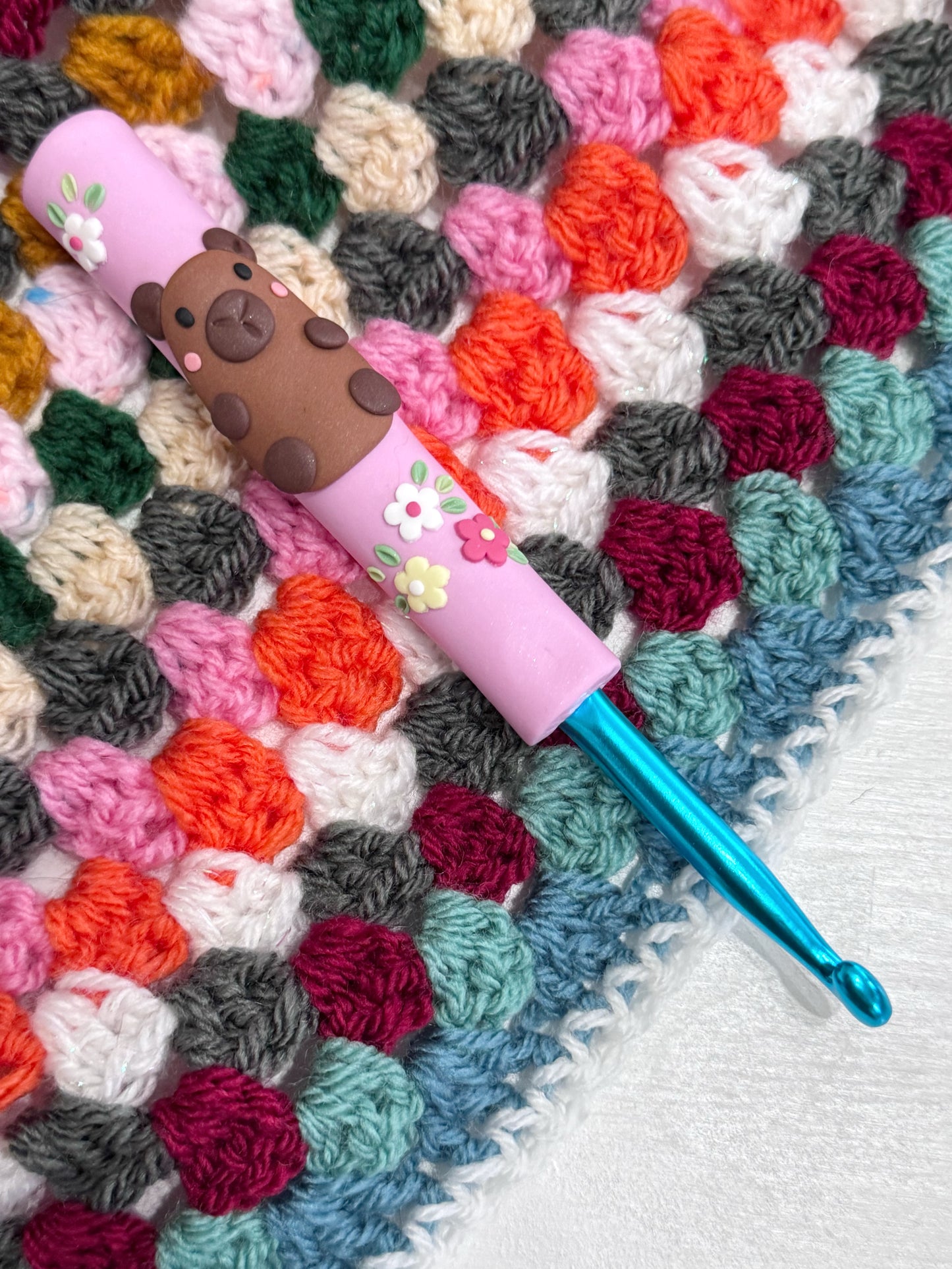 Capybara Polymer Clay Crochet Hook, Animal Crochet Hooks