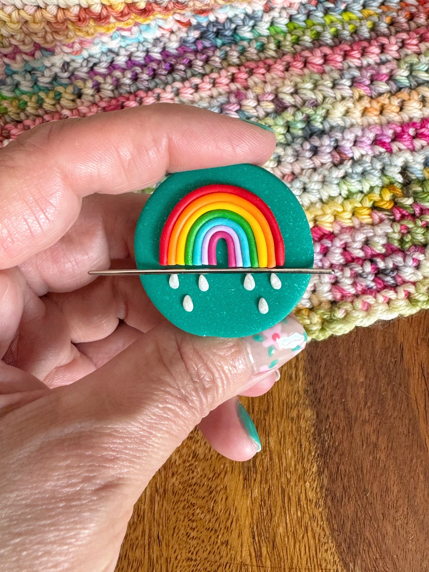 Jade Rainbow Needle Minder, Magnetic Needle Holder, Cross Stitch Sewing Magnet