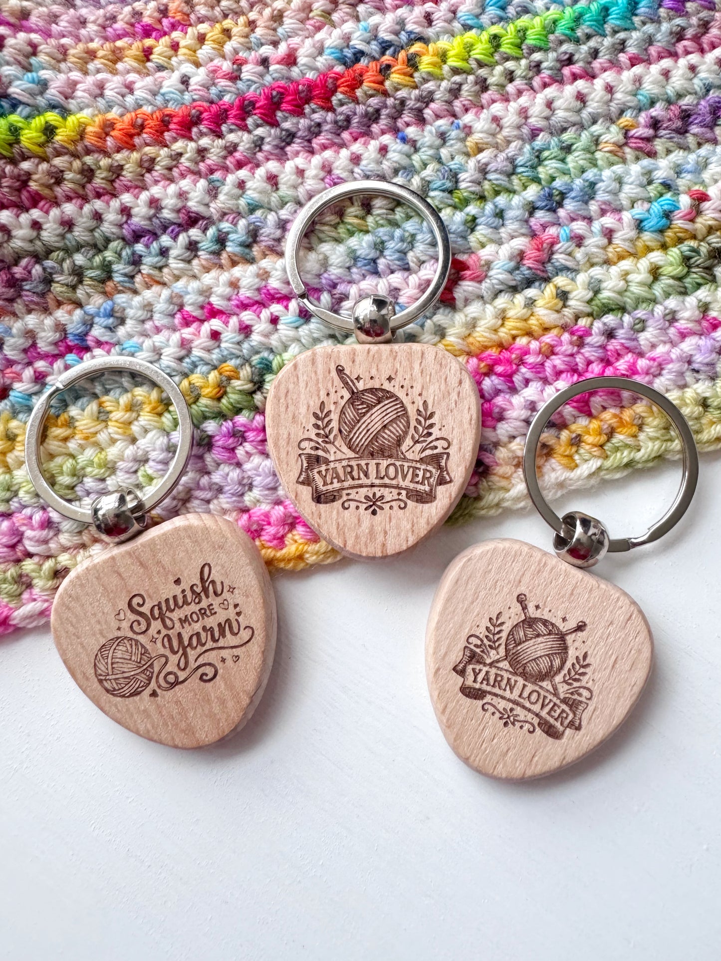 Wooden Heart Keyring – Yarn Lover Accessories for Knitters and Crocheters