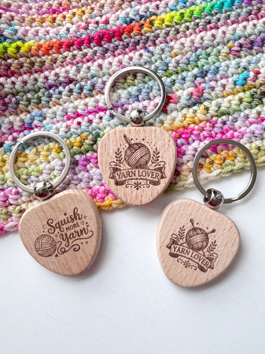 Wooden Heart Keyring – Yarn Lover Accessories for Knitters and Crocheters