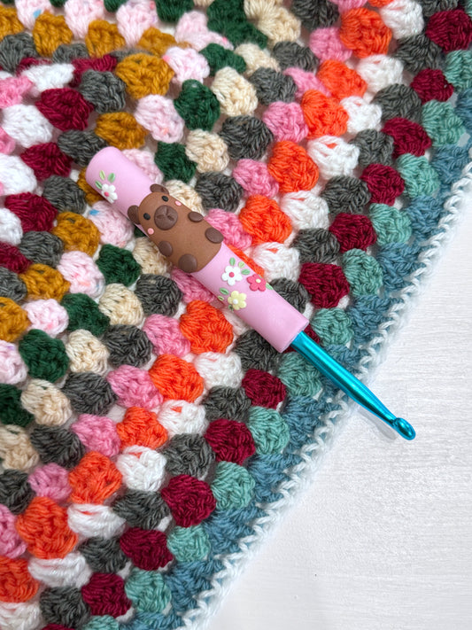 Capybara Polymer Clay Crochet Hook
