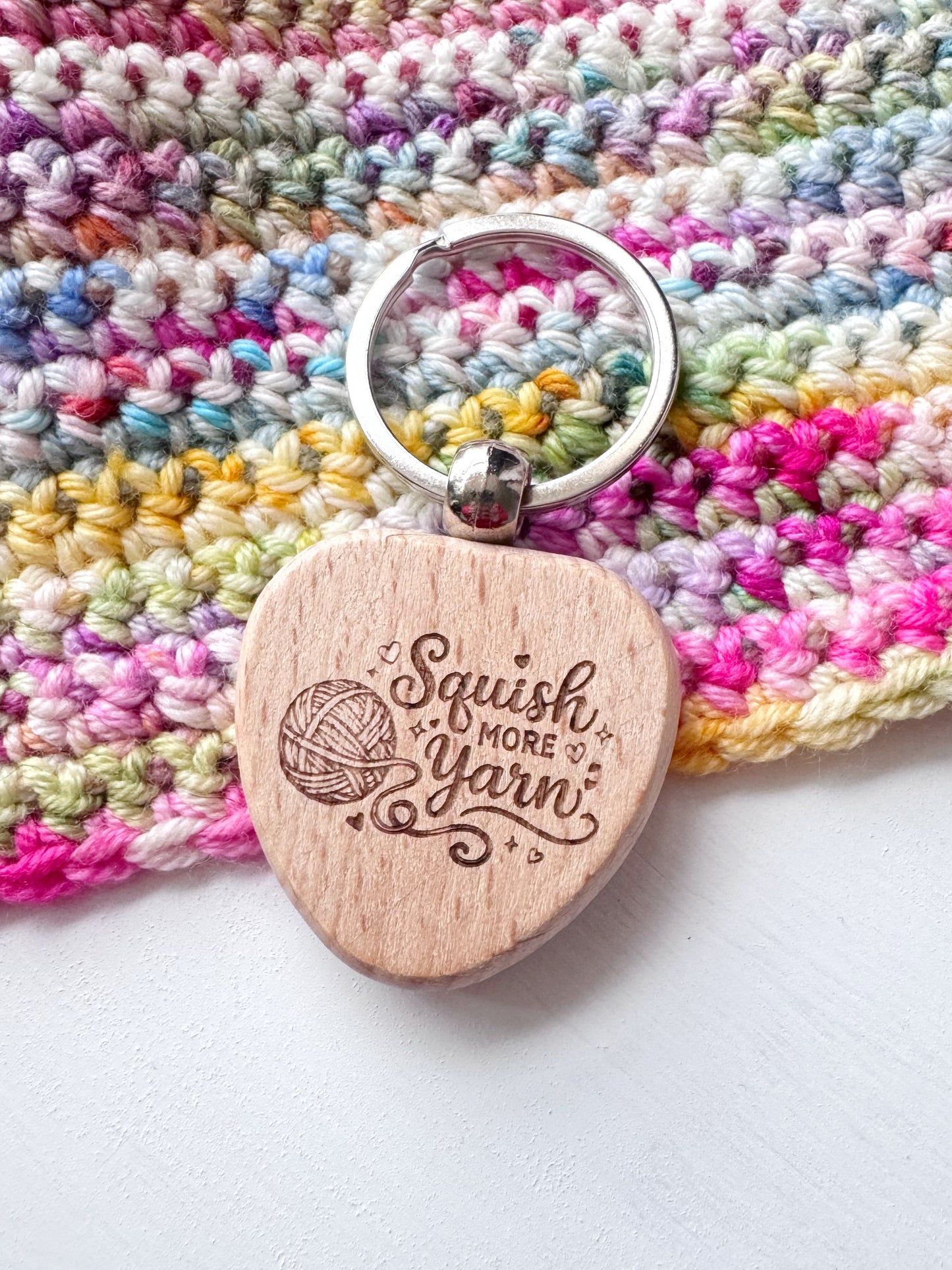 Wooden Heart Keyring – Yarn Lover Accessories for Knitters and Crocheters