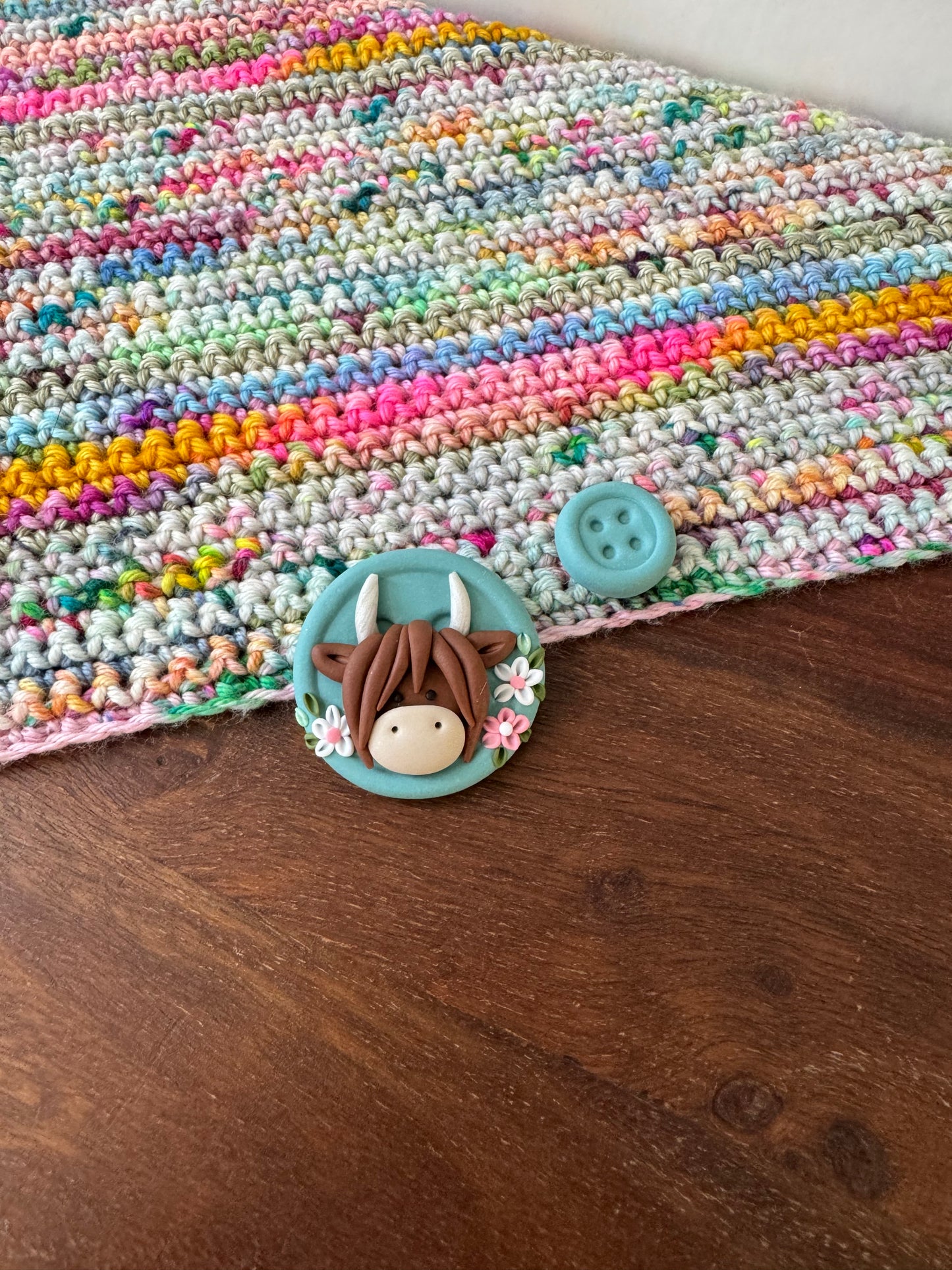 Sea Green Highland Cow Magnetic Needle Minder, Cross Stitch Magnets