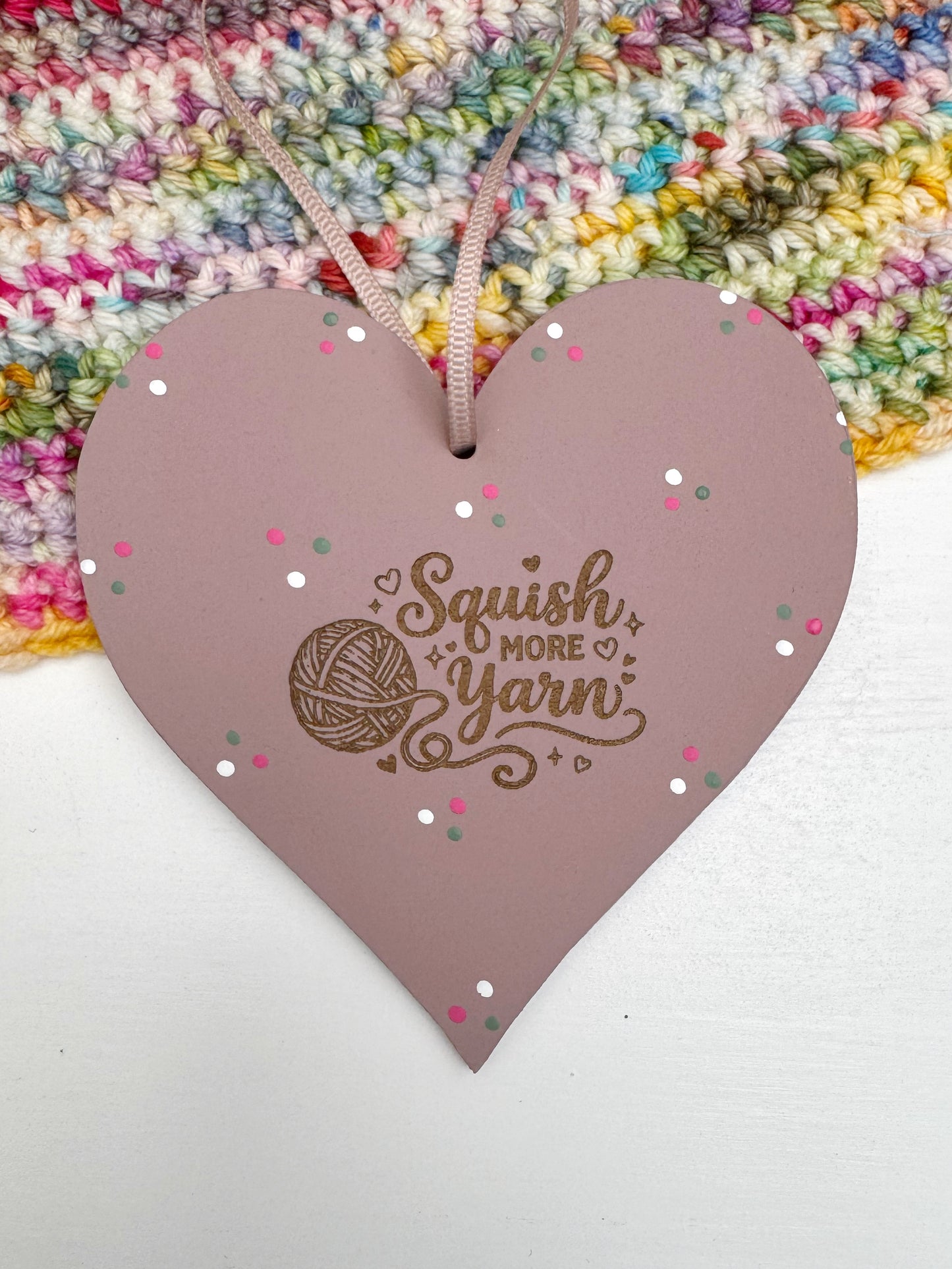Squish More Yarn Hanging Heart, Craft Room Sign