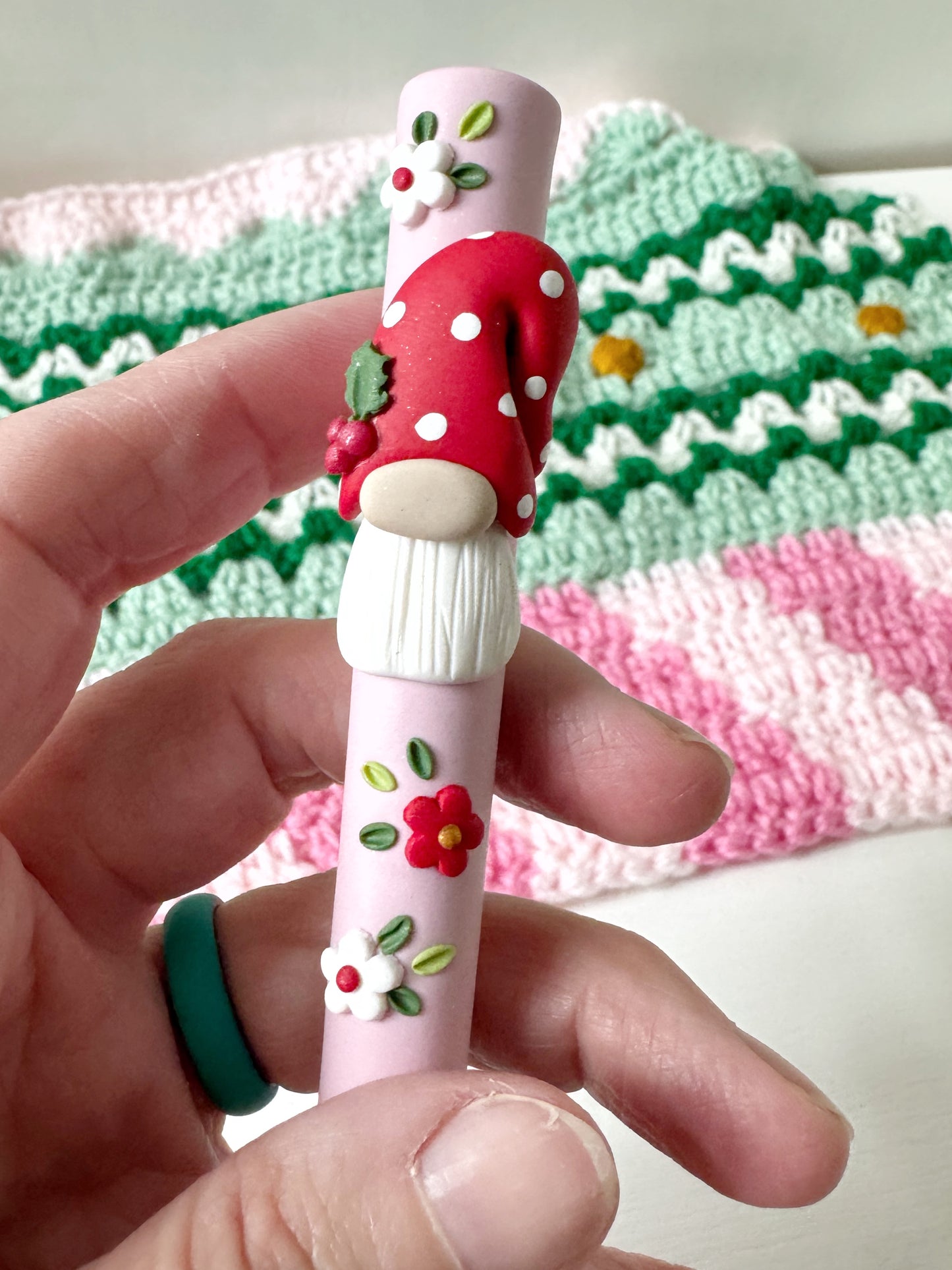 Christmas Gnome Yarn Ball Surprise Pot with Crochet Hook