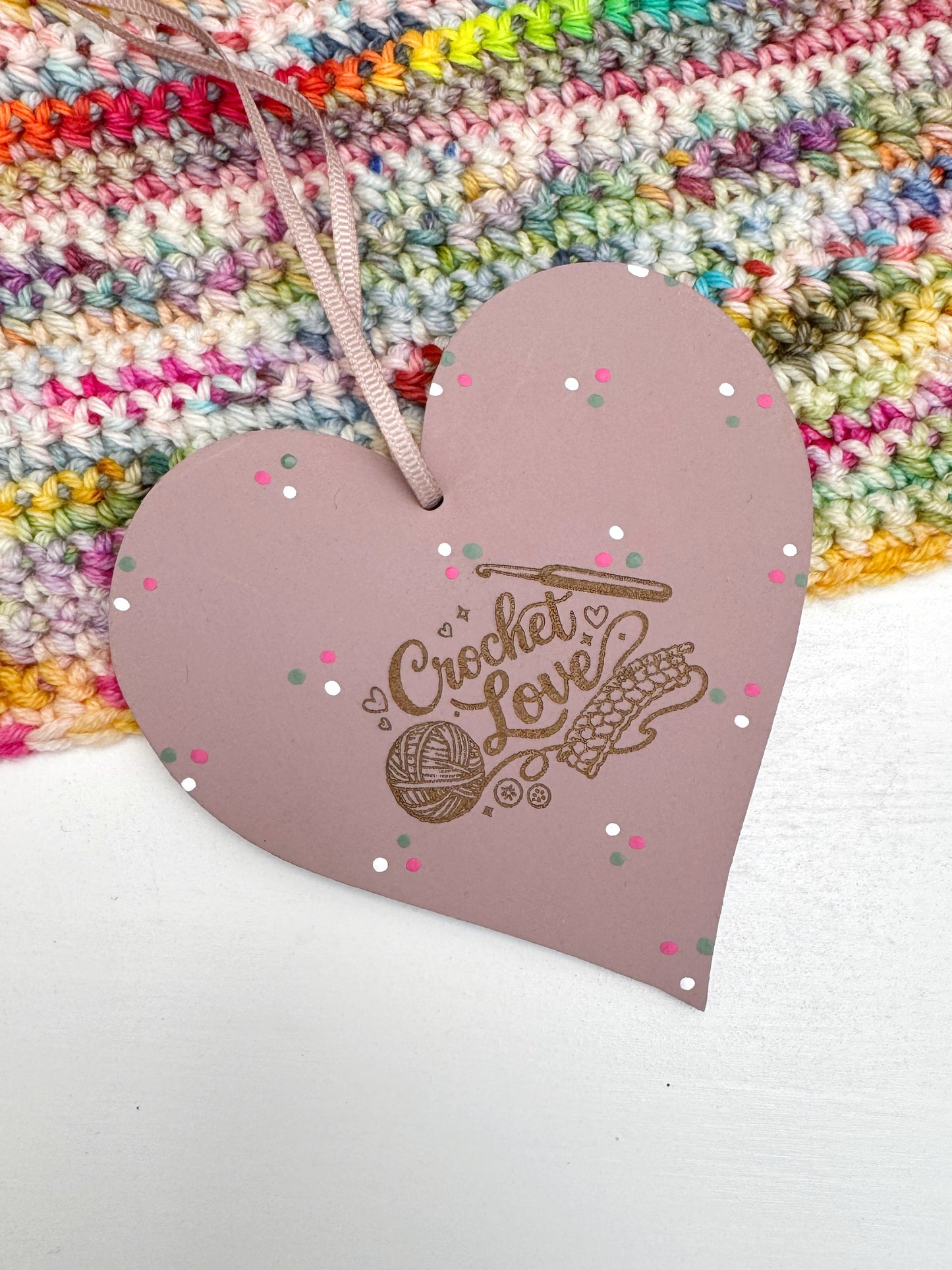 Crochet Love Hanging Heart, Craft Room Sign