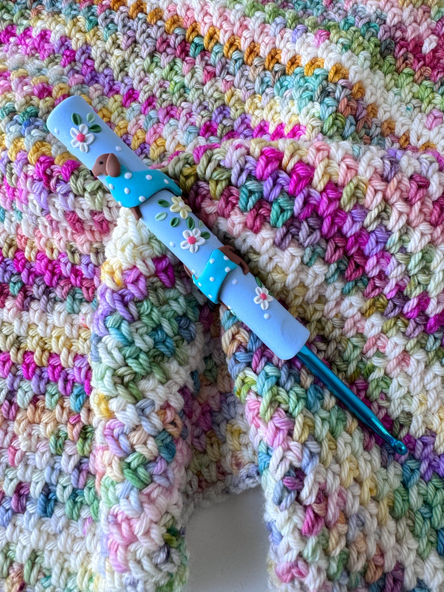 Dachshund Polymer Clay Crochet Hook, Sausage Dog Crochet Hook