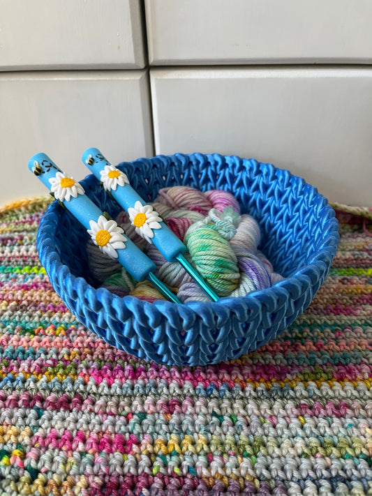 3D Printed Knitted Look Bowl, Yarn Storage Basket, Trinket Dish, Crochet Photo Props