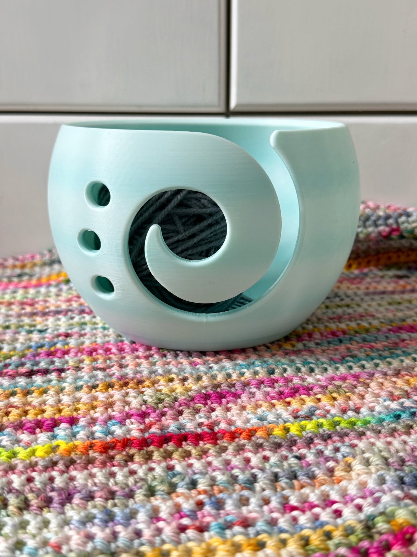 3D Printed Striped Yarn Bowl, Rainbow Yarn Bowl for Knitting and Crochet