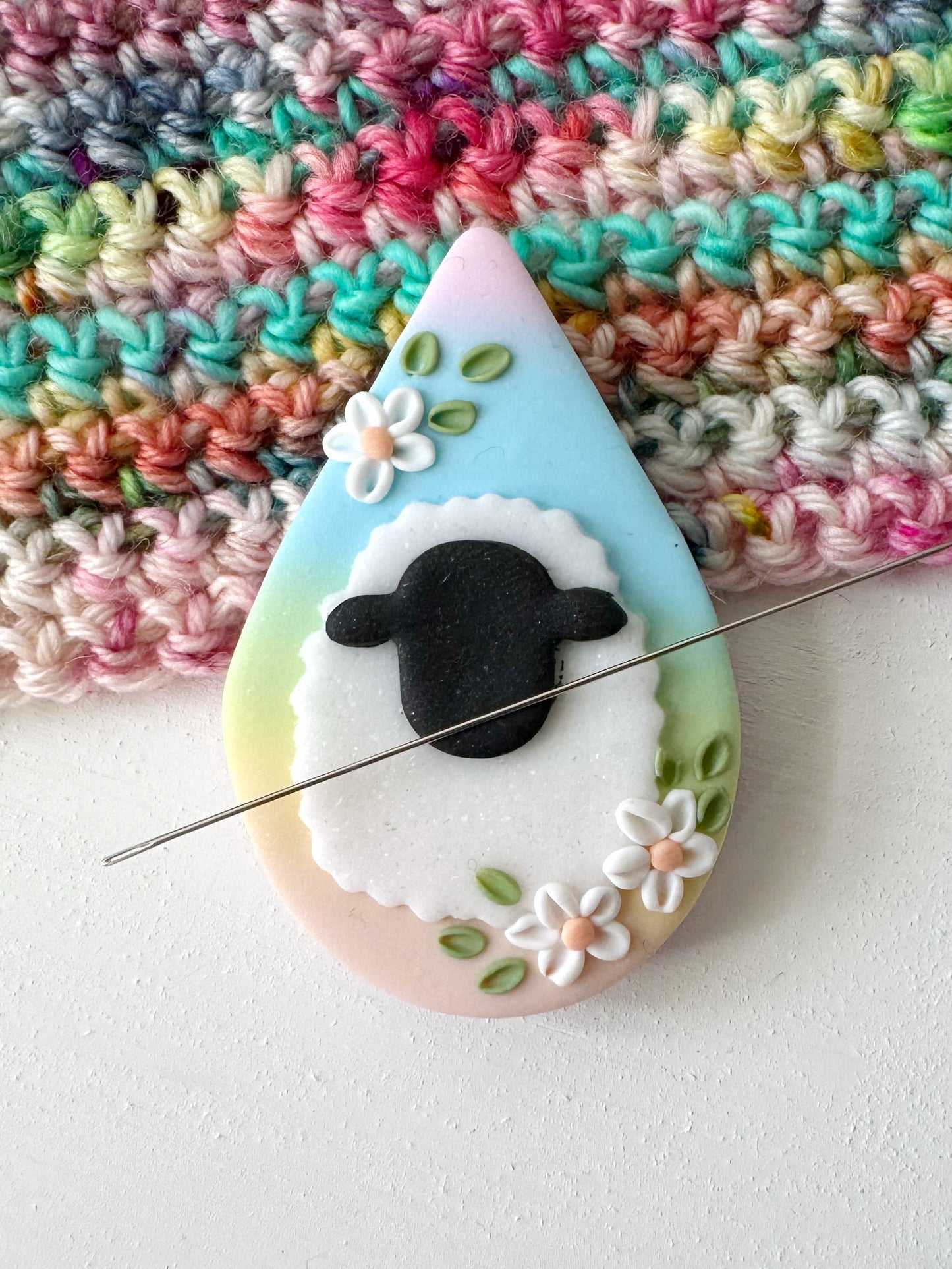 Pastel Rainbow Sheep Needle Minder, Magnetic Needle Minder